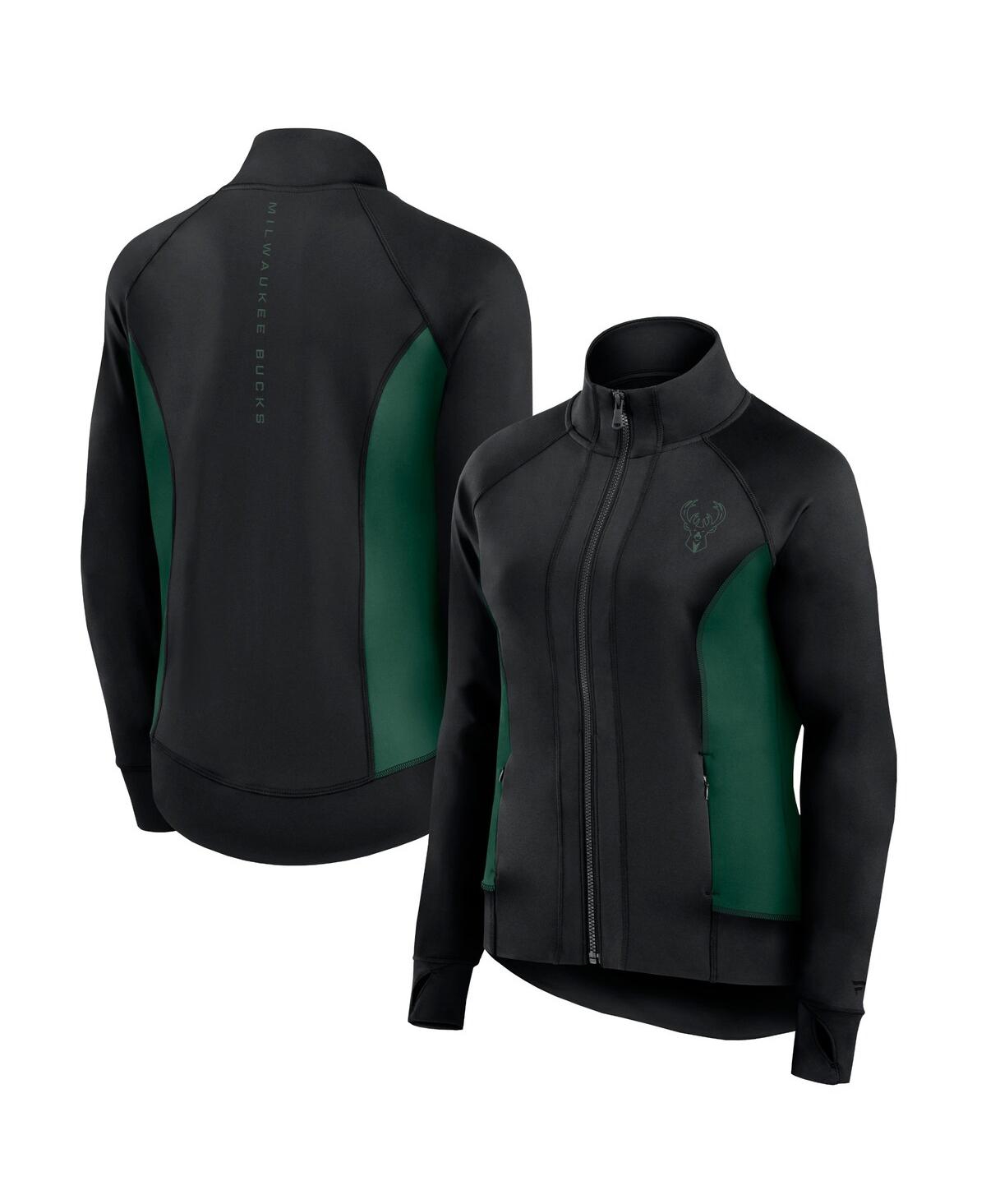 Fanatics Women’s Black Milwaukee Bucks Studio Fitted Full-Zip Gym Track Jacket – Black Fanatics Women’s Black Milwaukee Bucks Studio Fitted Full-Zip Gym Track Jacket – Black