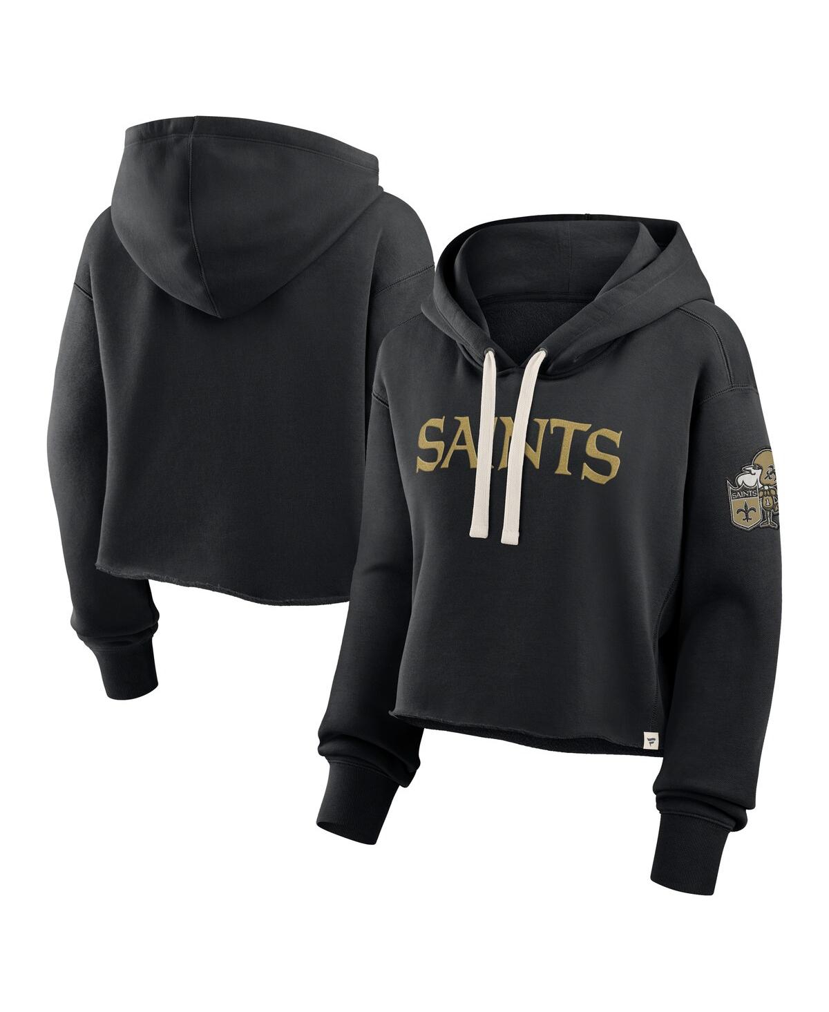Fanatics Women’s Black New Orleans Saints Oversized Hometown Heritage Cropped Hoodie – Black