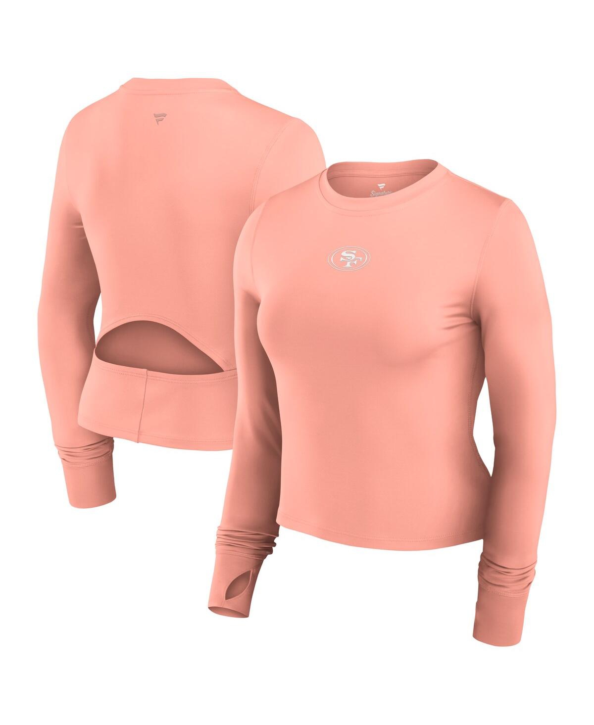 Fanatics Women’s Coral San Francisco 49ers Studio Fitted Long Sleeve Gym Top – Coral
