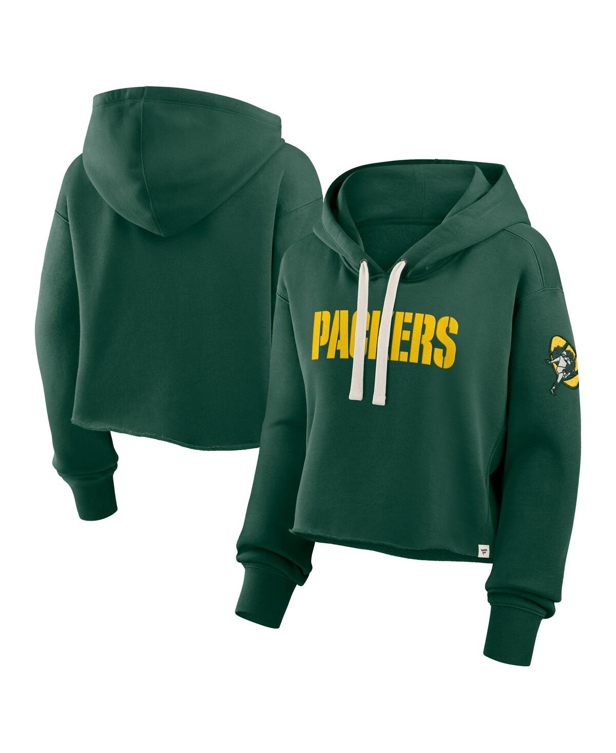 Fanatics Women’s Green Green Bay Packers Oversized Hometown Heritage Cropped Hoodie – Green