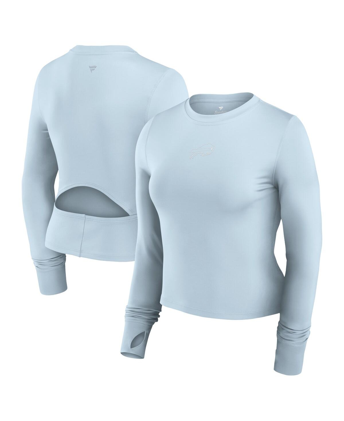 Fanatics Women’s Light Blue Buffalo Bills Studio Fitted Long Sleeve Gym Top – Light Blue