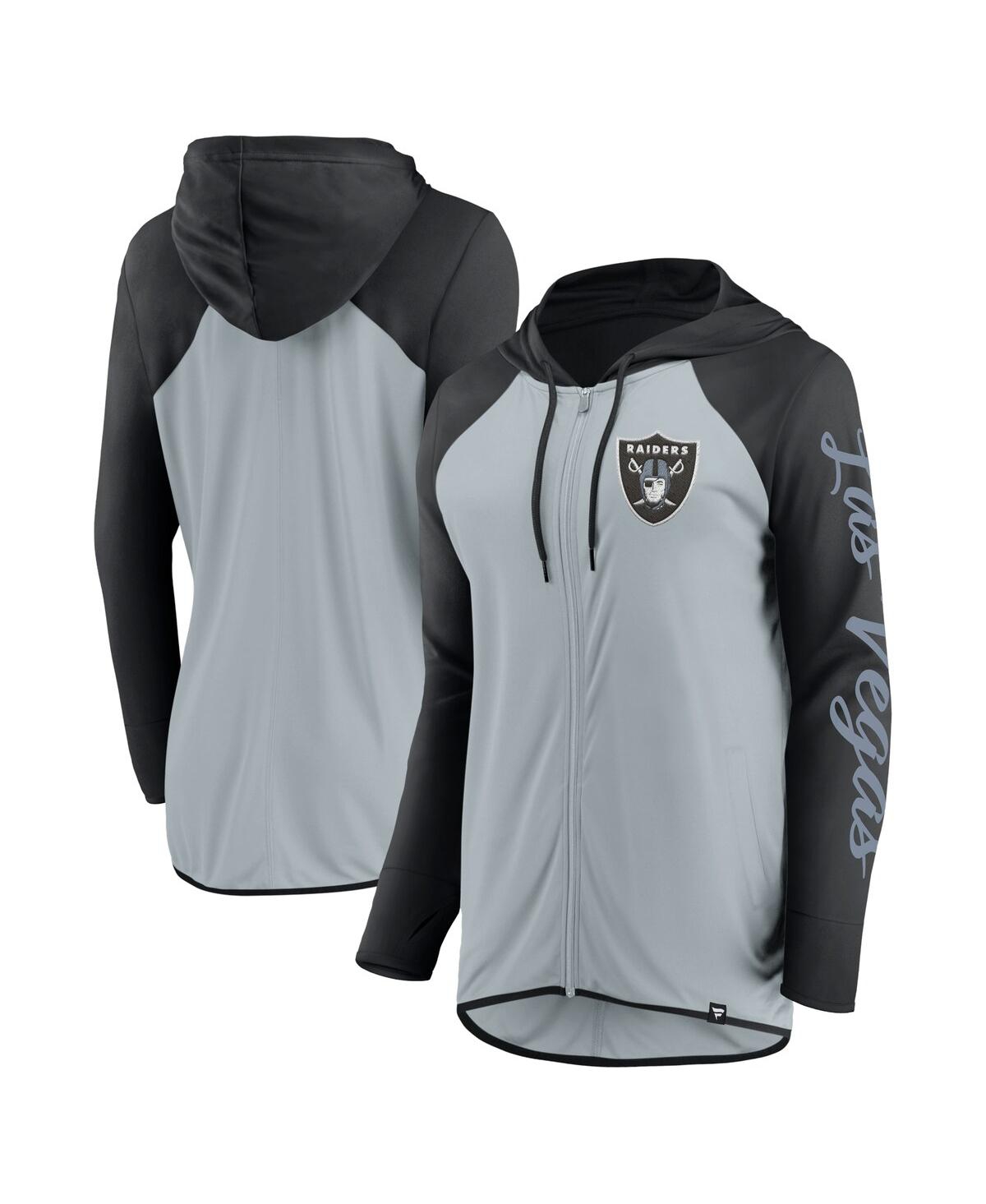 Fanatics Women’s Silver/Black Las Vegas Raiders Script Full-Zip Hoodie – Silver, Black