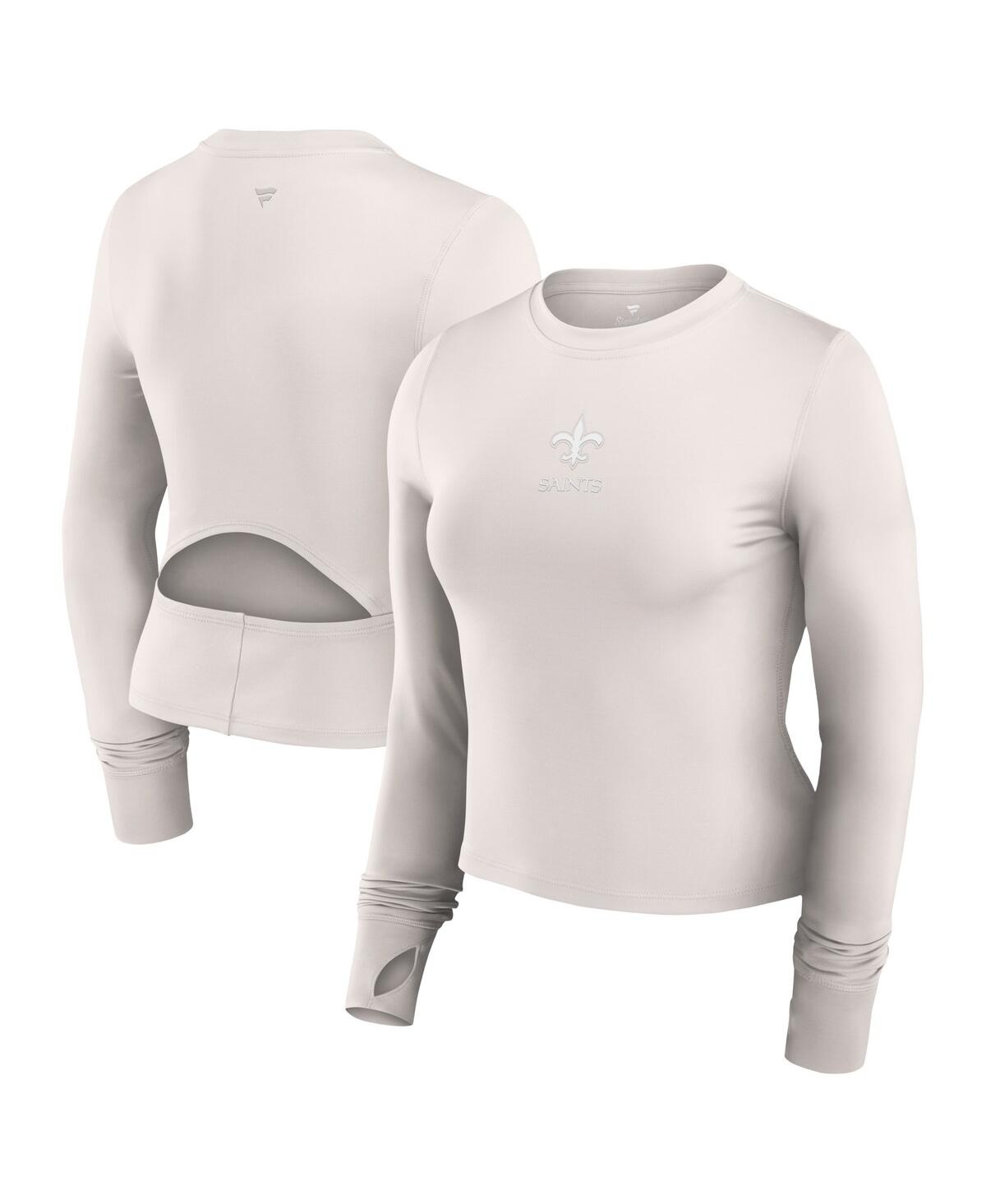 Fanatics Women’s White New Orleans Saints Studio Fitted Long Sleeve Gym Top – White