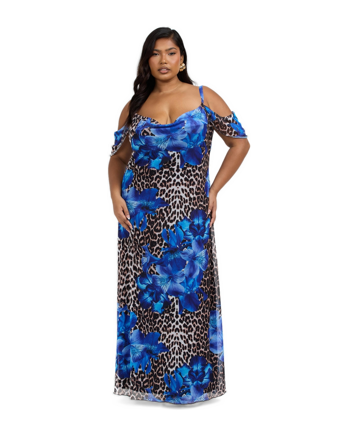 Fashion-szn Curve Women’s Leopard Print And Floral Maxi Dress – Blue Fashion-szn Curve Women’s Leopard Print And Floral Maxi Dress – Blue