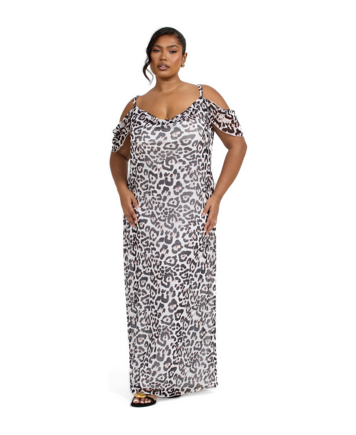 Fashion-szn Curve Women’s Off The Shoulder Leopard Maxi Dress – White Fashion-szn Curve Women’s Off The Shoulder Leopard Maxi Dress – White