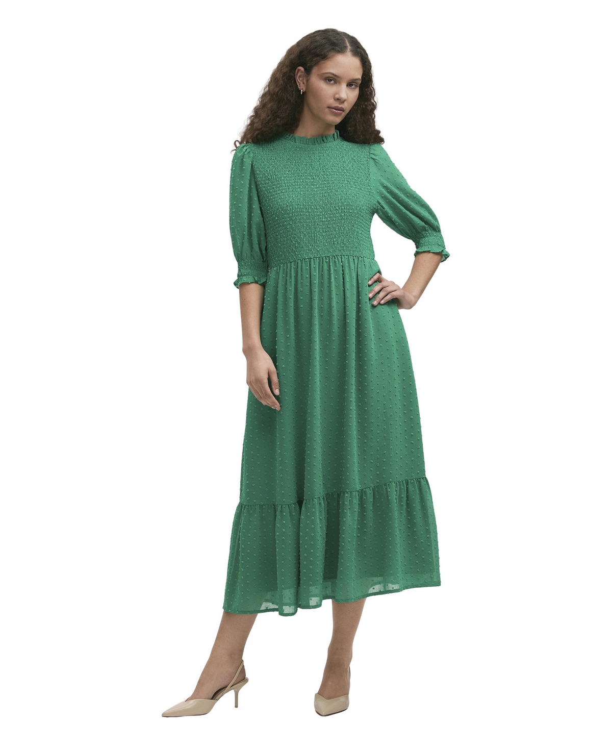 Finery London Women’s Amelia 3/4 Sleeve Chiffon Midi Dress – Green Finery London Women’s Amelia 3/4 Sleeve Chiffon Midi Dress – Green