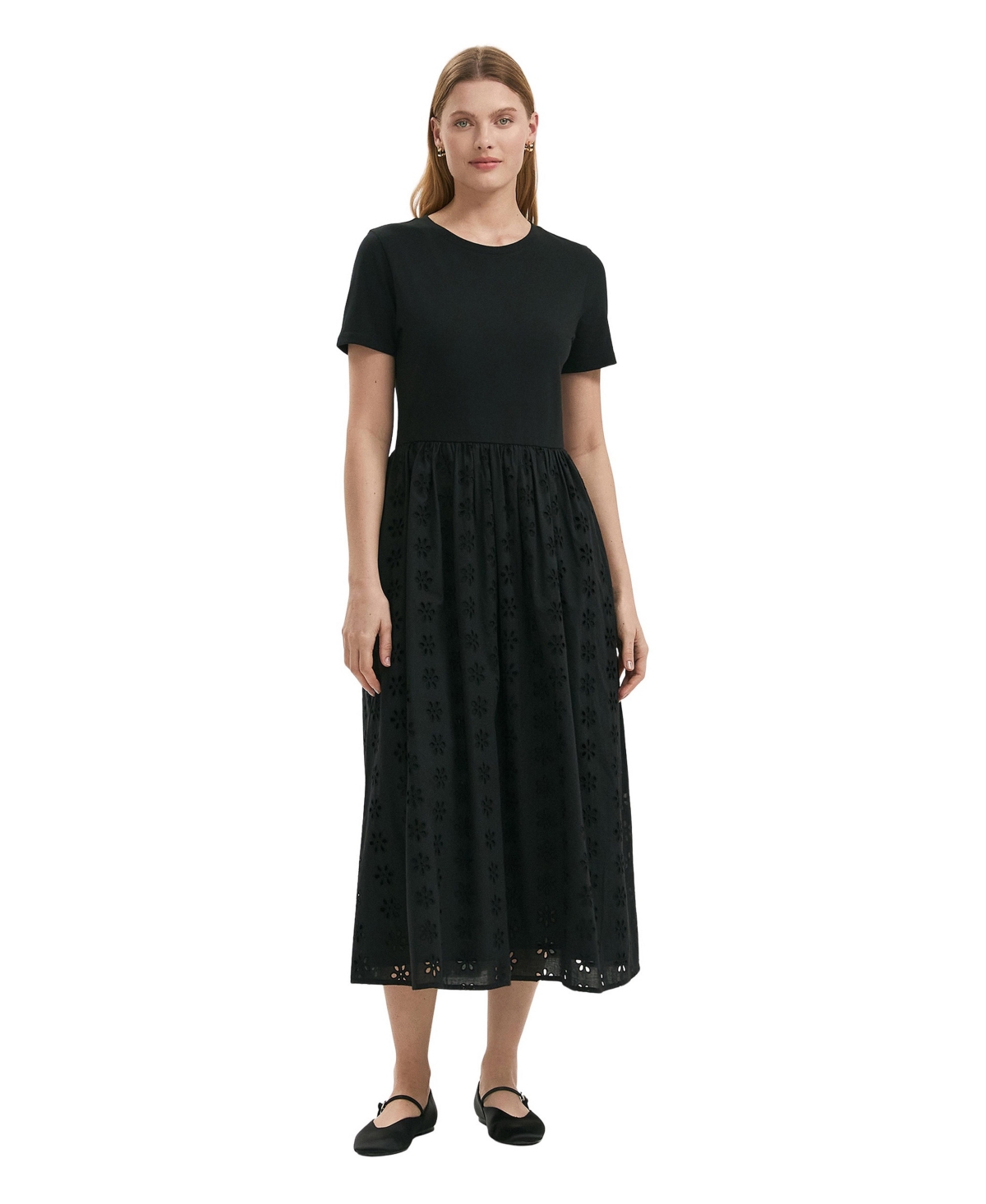 Finery London Women’s Brea Embroidered Cotton Midi Dress – Black Finery London Women’s Brea Embroidered Cotton Midi Dress – Black