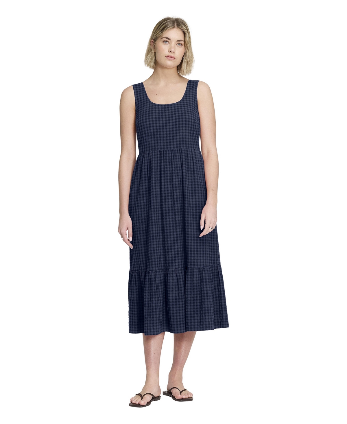 Finery London Women’s Cara Gingham Seersucker Midi Dress – Navy Finery London Women’s Cara Gingham Seersucker Midi Dress – Navy