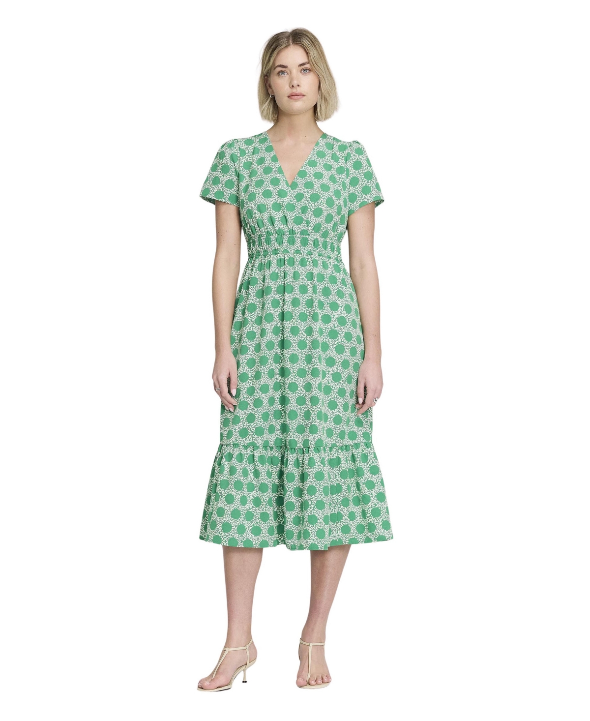 Finery London Women’s Deena Wrap Midi Dress – Green spot