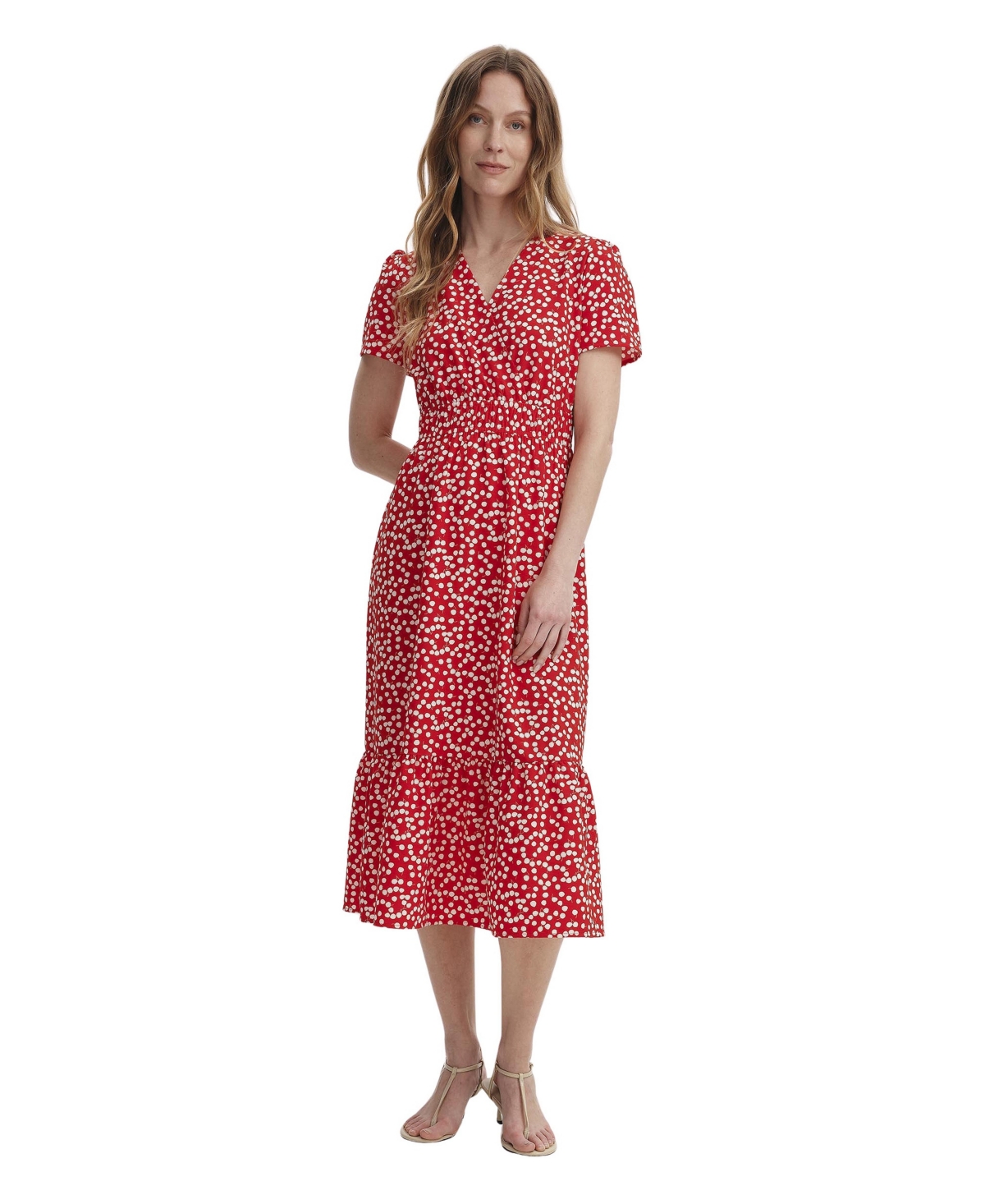 Finery London Women’s Deena Wrap Midi Dress – Red cherry spot