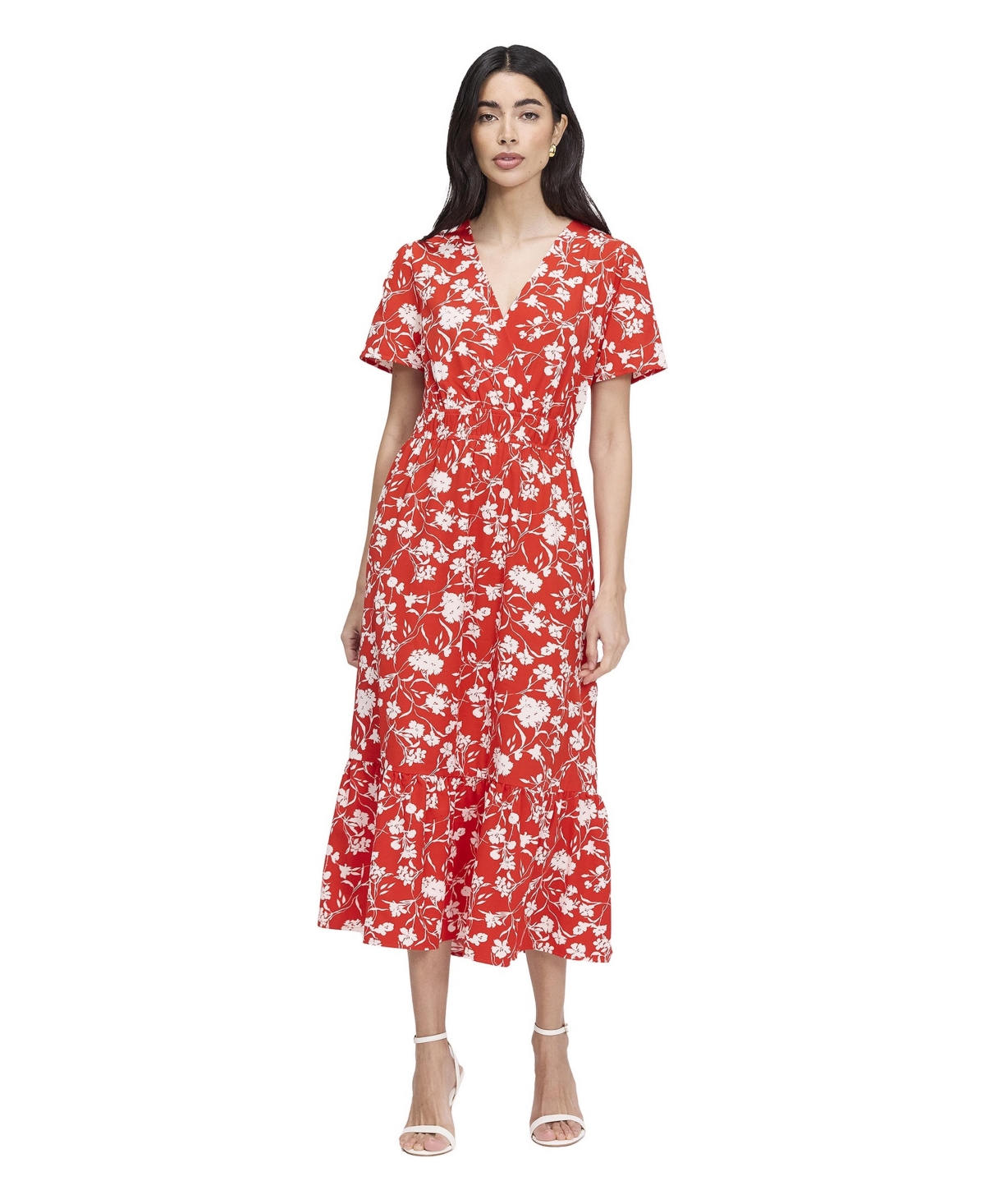 Finery London Women’s Deena Wrap Midi Dress – Red floral Finery London Women’s Deena Wrap Midi Dress – Red floral