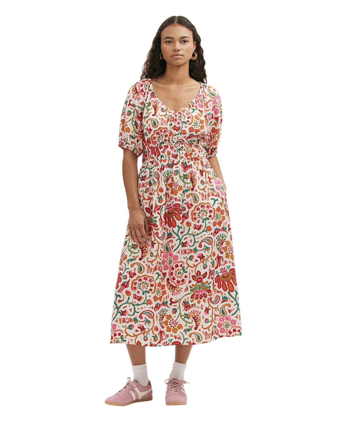 Finery London Women’s Estee Floral Crepe Midi Smock Dress – Ivory floral Finery London Women’s Estee Floral Crepe Midi Smock Dress – Ivory floral