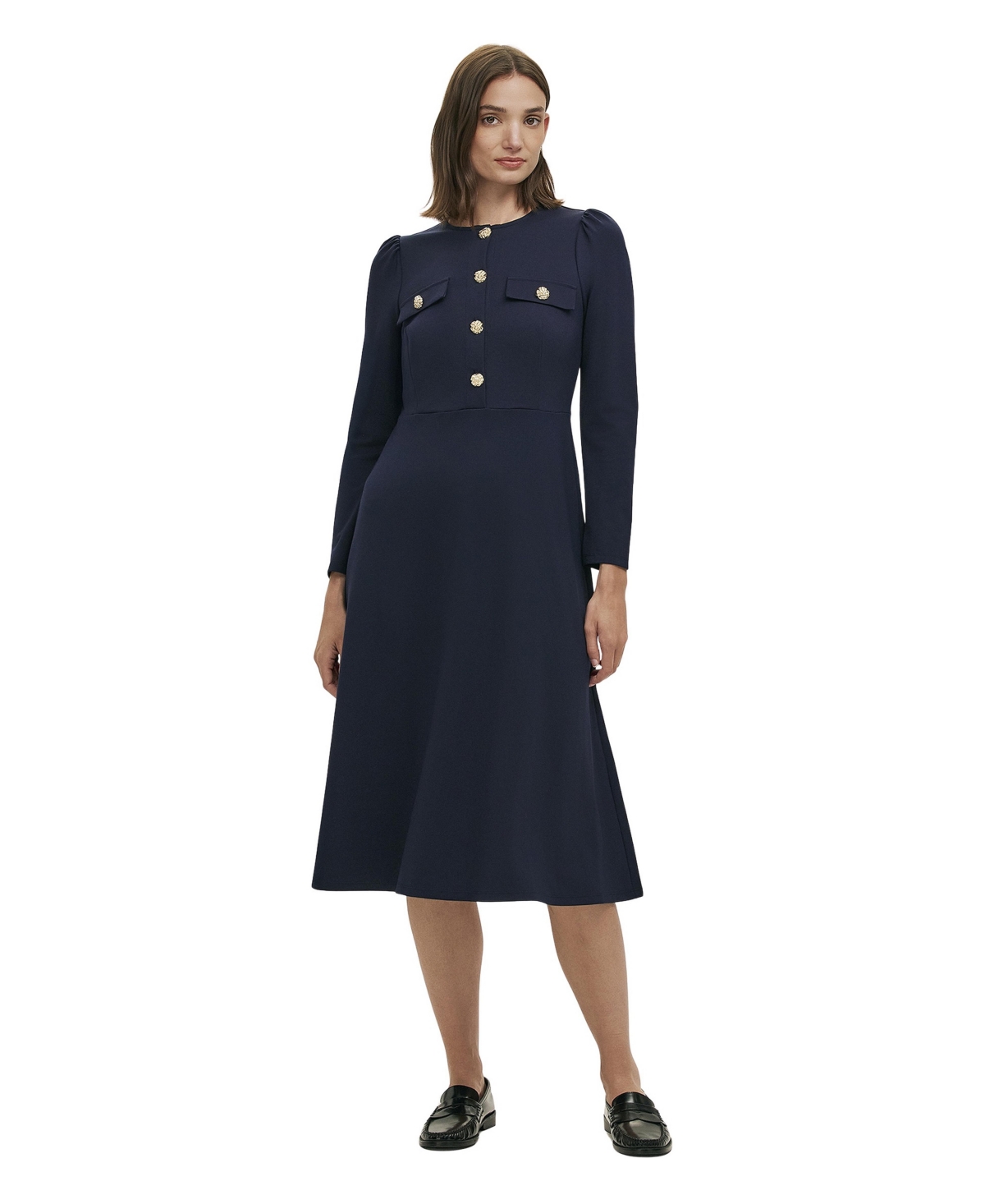 Finery London Women’s Gilly Ponte Jersey Midi Dress – Navy