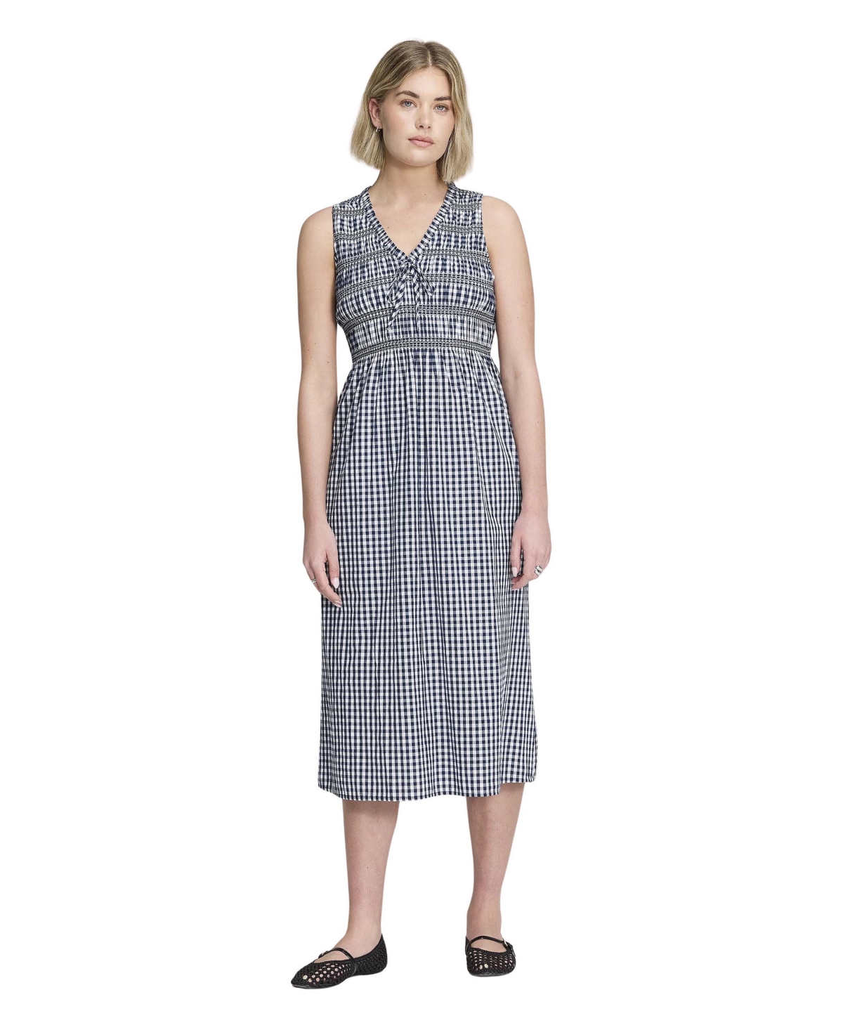 Finery London Women’s Hadlee Gingham Shirred Midi Dress – Black gingham Finery London Women’s Hadlee Gingham Shirred Midi Dress – Black gingham