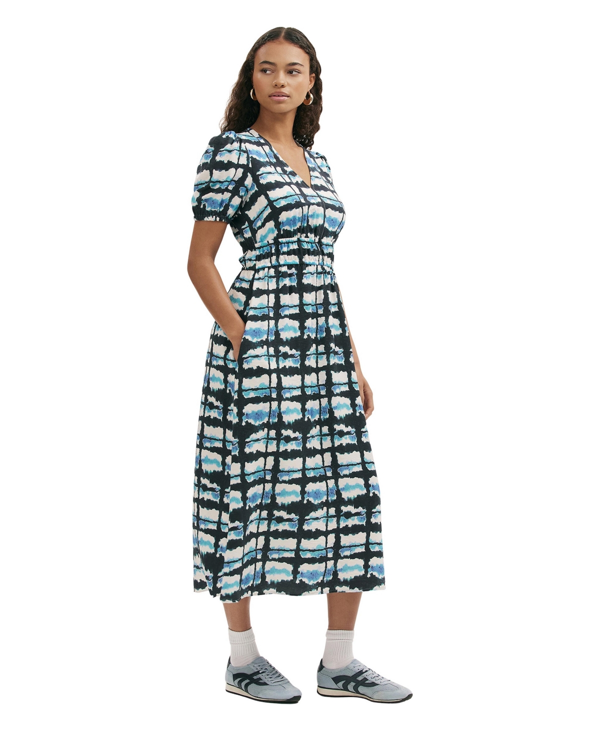 Finery London Women’s Katerina Tie Dye Midi Dress – Blue tie dye