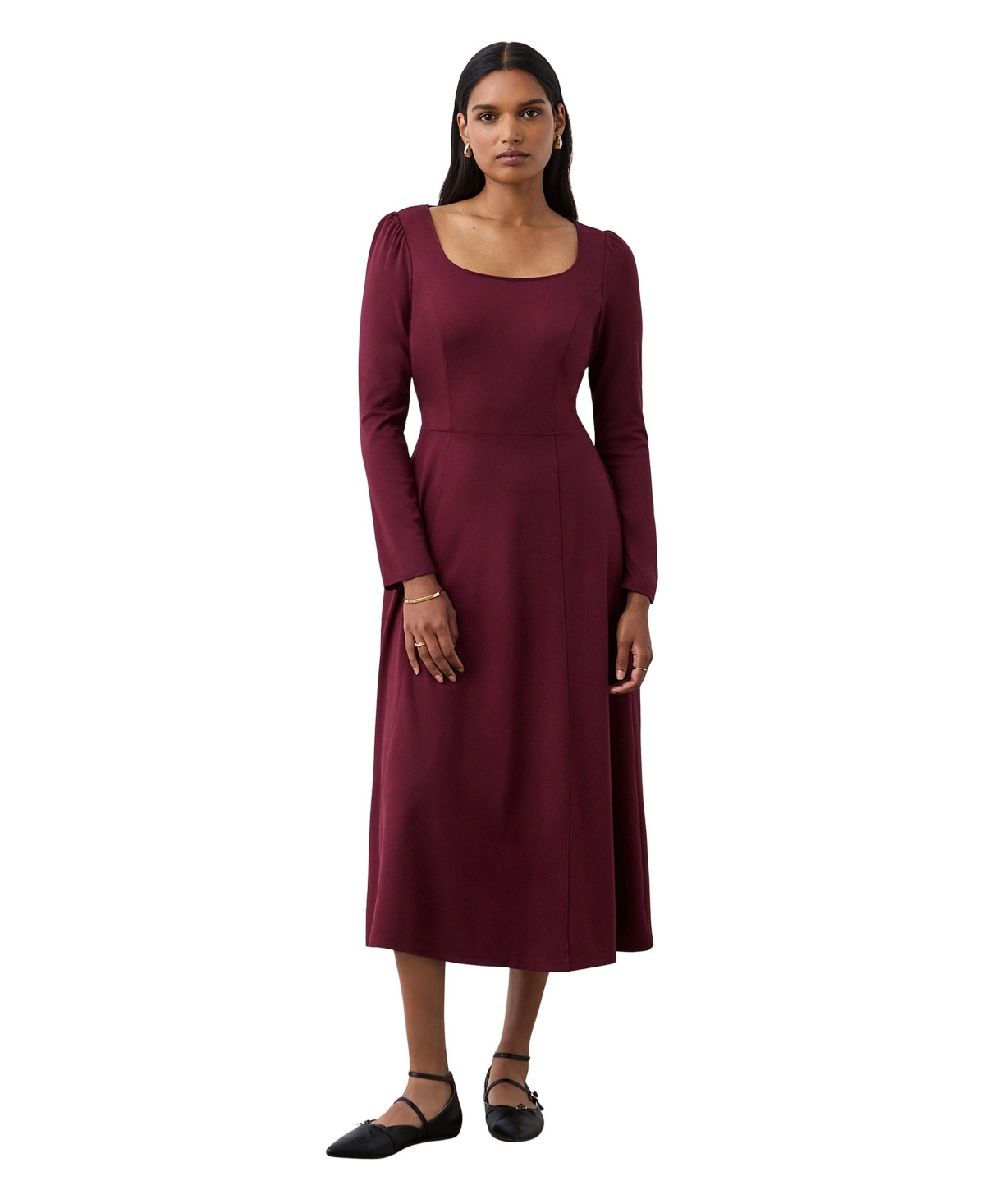 Finery London Women’s Kelly Ponte Jersey Midi Dress – Burgundy Finery London Women’s Kelly Ponte Jersey Midi Dress – Burgundy