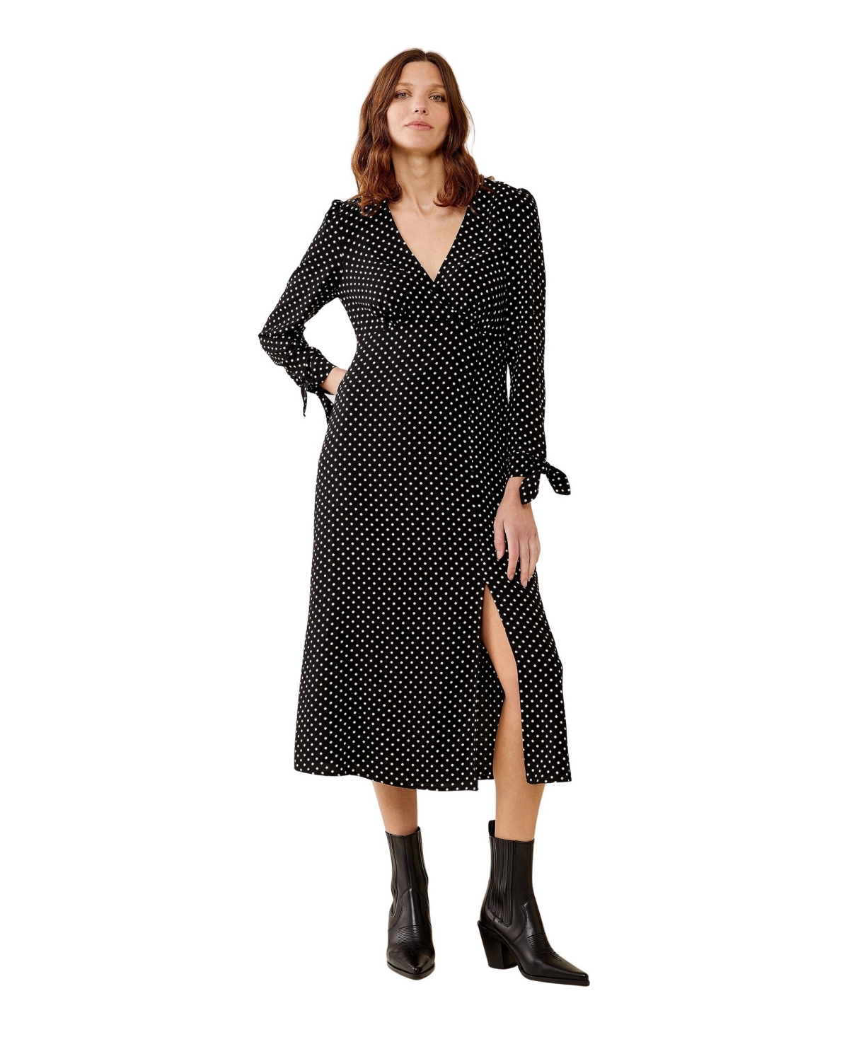 Finery London Women’s Laine Polka Dot Spot Midi Dress – Black spot Finery London Women’s Laine Polka Dot Spot Midi Dress – Black spot