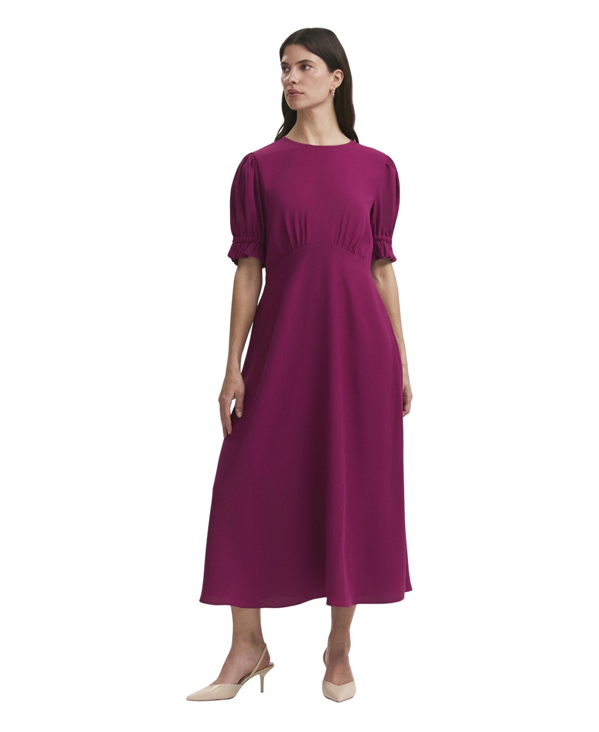Finery London Women’s Mela Chiffon Midi Tea Dress – Berry Finery London Women’s Mela Chiffon Midi Tea Dress – Berry