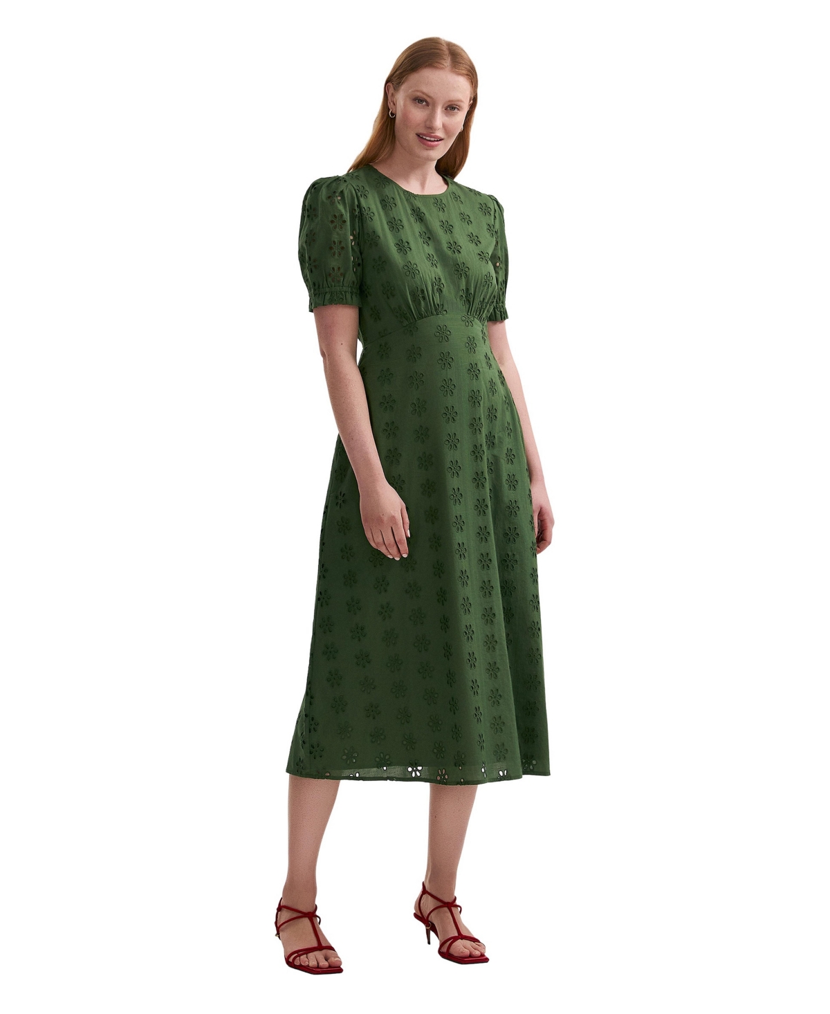 Finery London Women’s Mela Cotton Midi Tea Dress – Khaki Finery London Women’s Mela Cotton Midi Tea Dress – Khaki