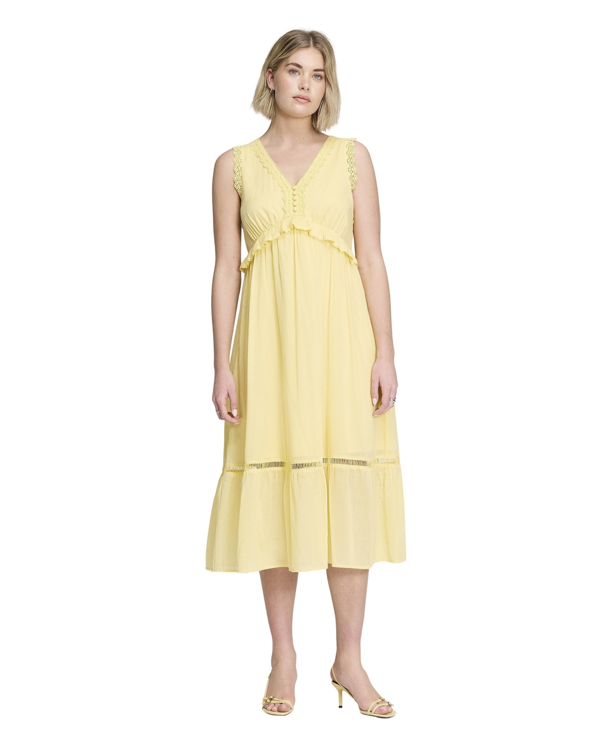 Finery London Women’s Myriam Sleeveless Cotton Midi Dress – Yellow