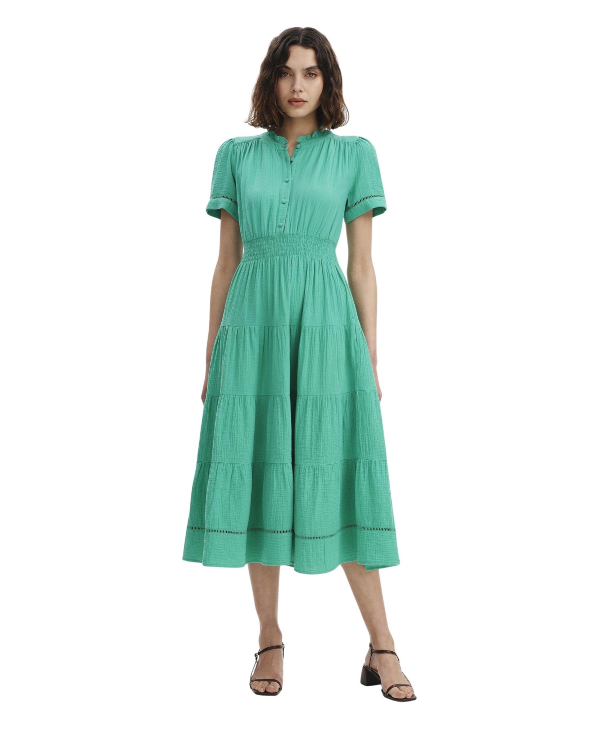 Finery London Women’s Natalia Cheesecloth Midi Dress – Green Finery London Women’s Natalia Cheesecloth Midi Dress – Green
