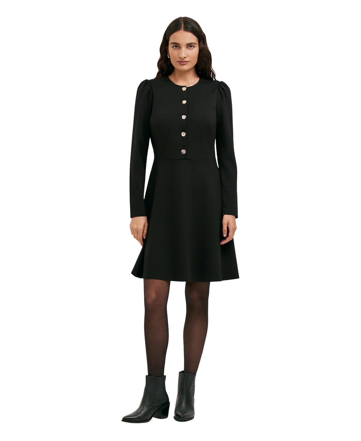 Finery London Women’s Rae Ponte Jersey Buttoned Dress – Black Finery London Women’s Rae Ponte Jersey Buttoned Dress – Black