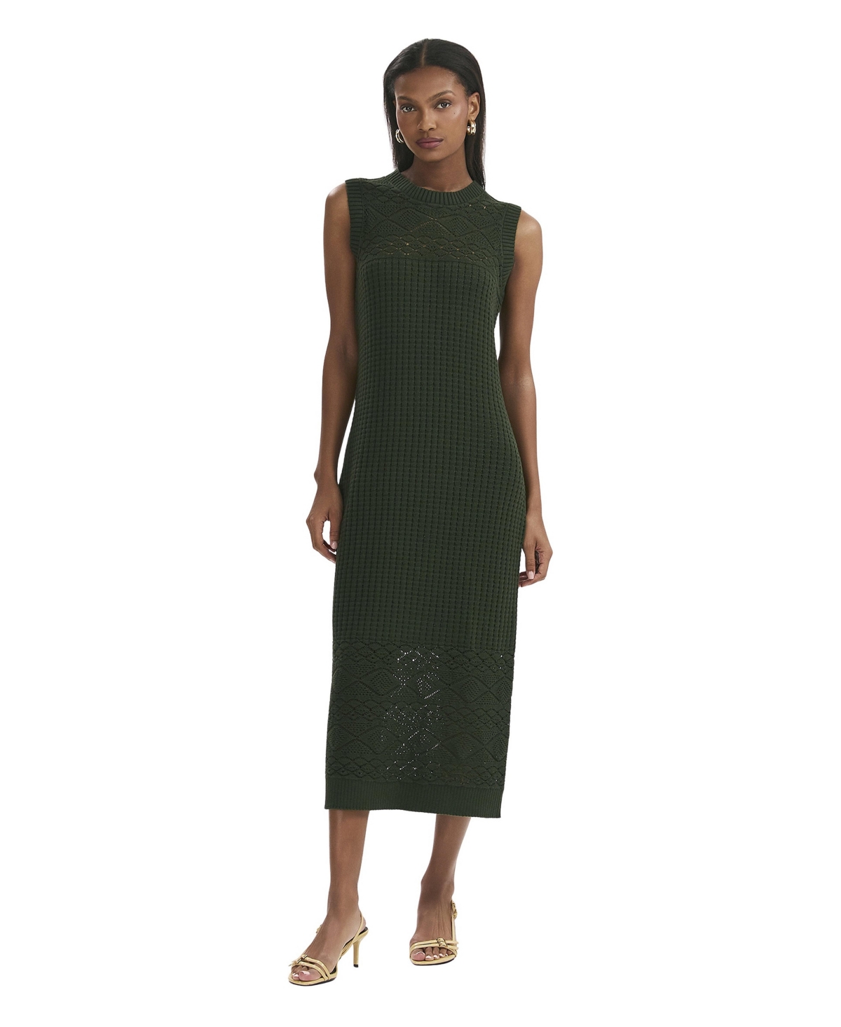 Finery London Women’s Ravi Crochet Midi Dress – Khaki Finery London Women’s Ravi Crochet Midi Dress – Khaki