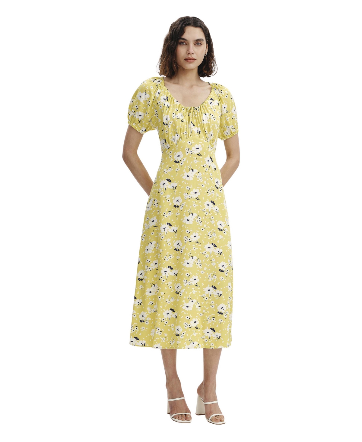 Finery London Women’s Regular Jada Puff Sleeve Midi Dress – Green floral Finery London Women’s Regular Jada Puff Sleeve Midi Dress – Green floral