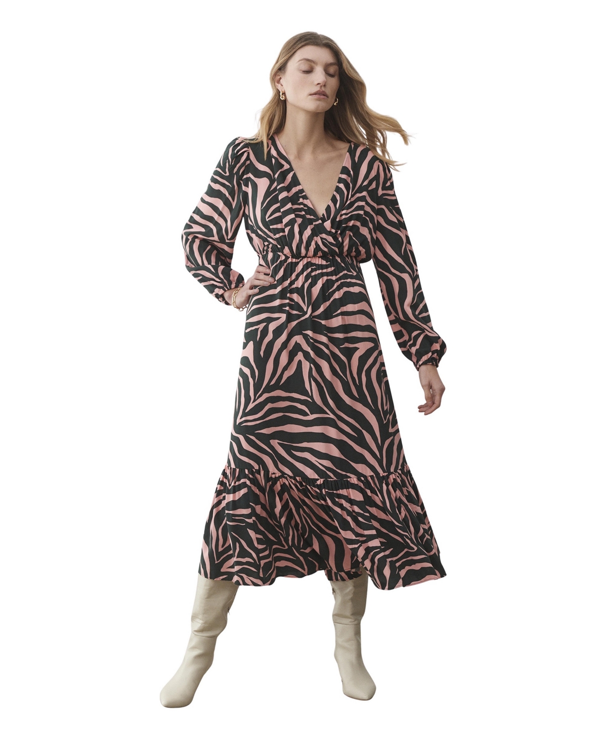 Finery London Women’s Suzie Animal Print Midi Dress – Pink leopard Finery London Women’s Suzie Animal Print Midi Dress – Pink leopard