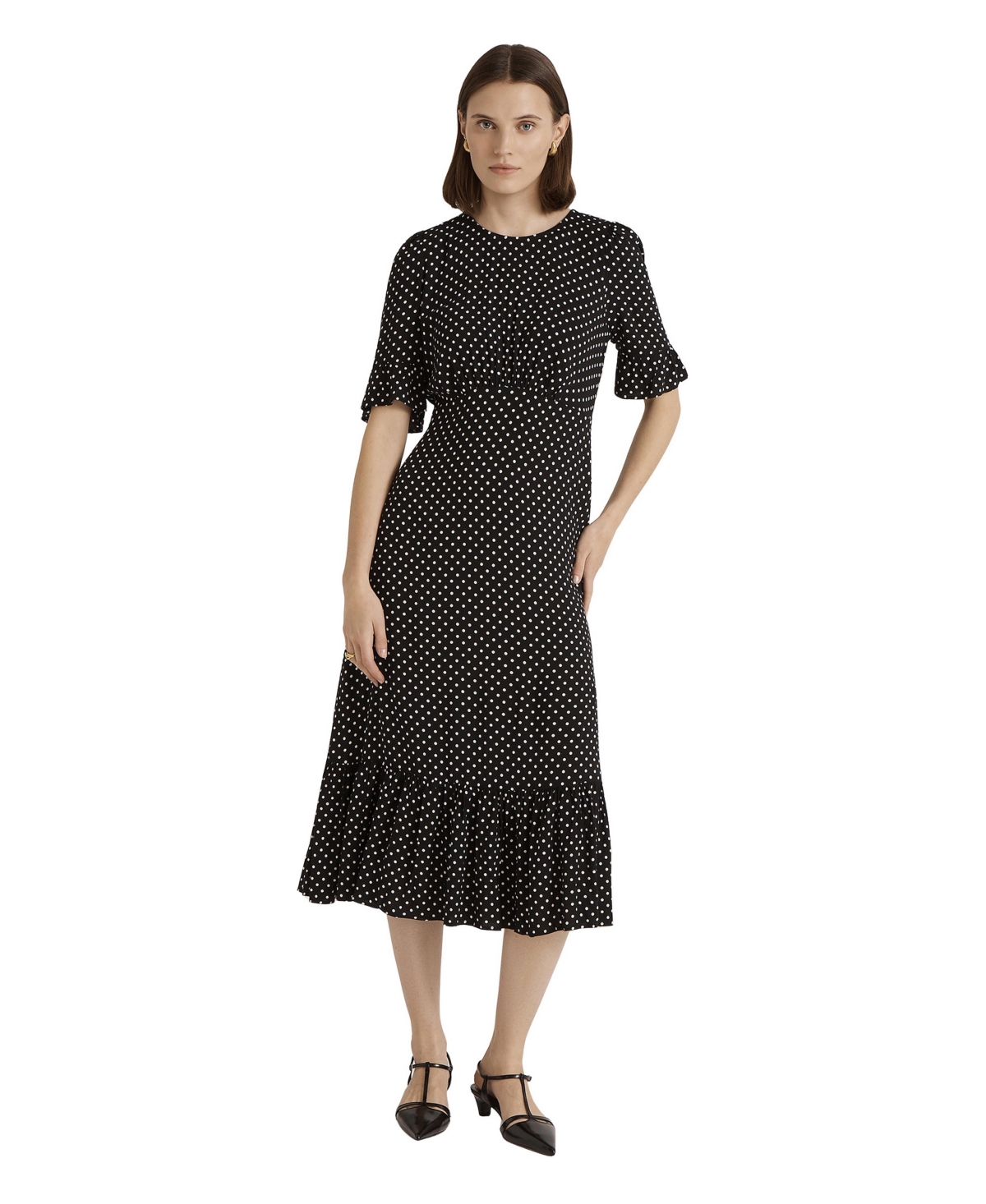 Finery London Women’s Sylvie Polka Dot Midi Dress – Black spot