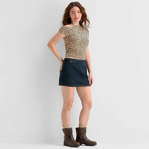 Forever 21 Womens Juniors Mini Denim Skirt, Small, Blue