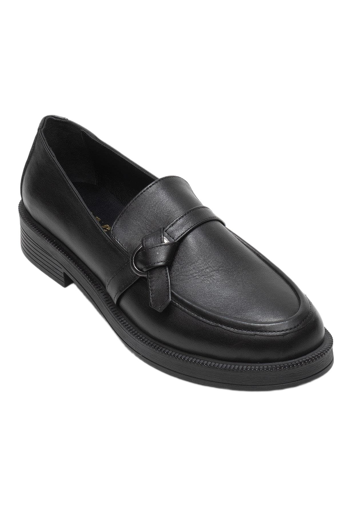 Forever & Always Shoes Women Galea Buckled Leather Loafers – Black leather