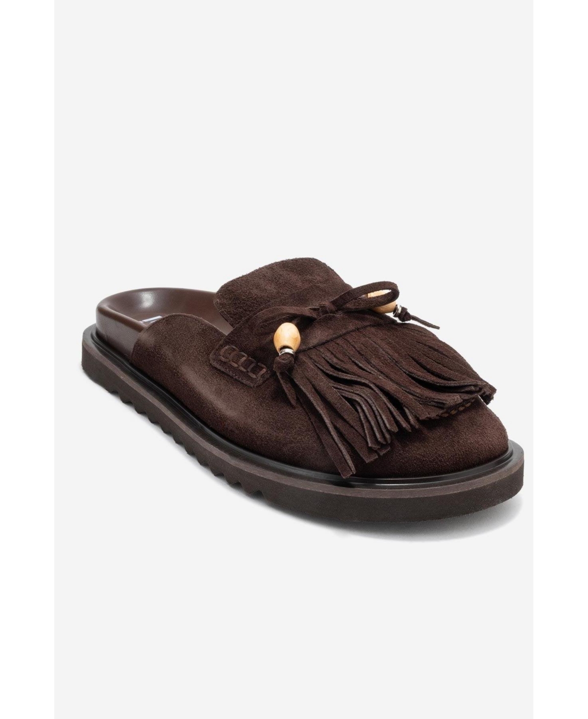 Forever & Always Shoes Women’s Carol Tassel Leather Mule – Brown suede leather Forever & Always Shoes Women’s Carol Tassel Leather Mule – Brown suede leather