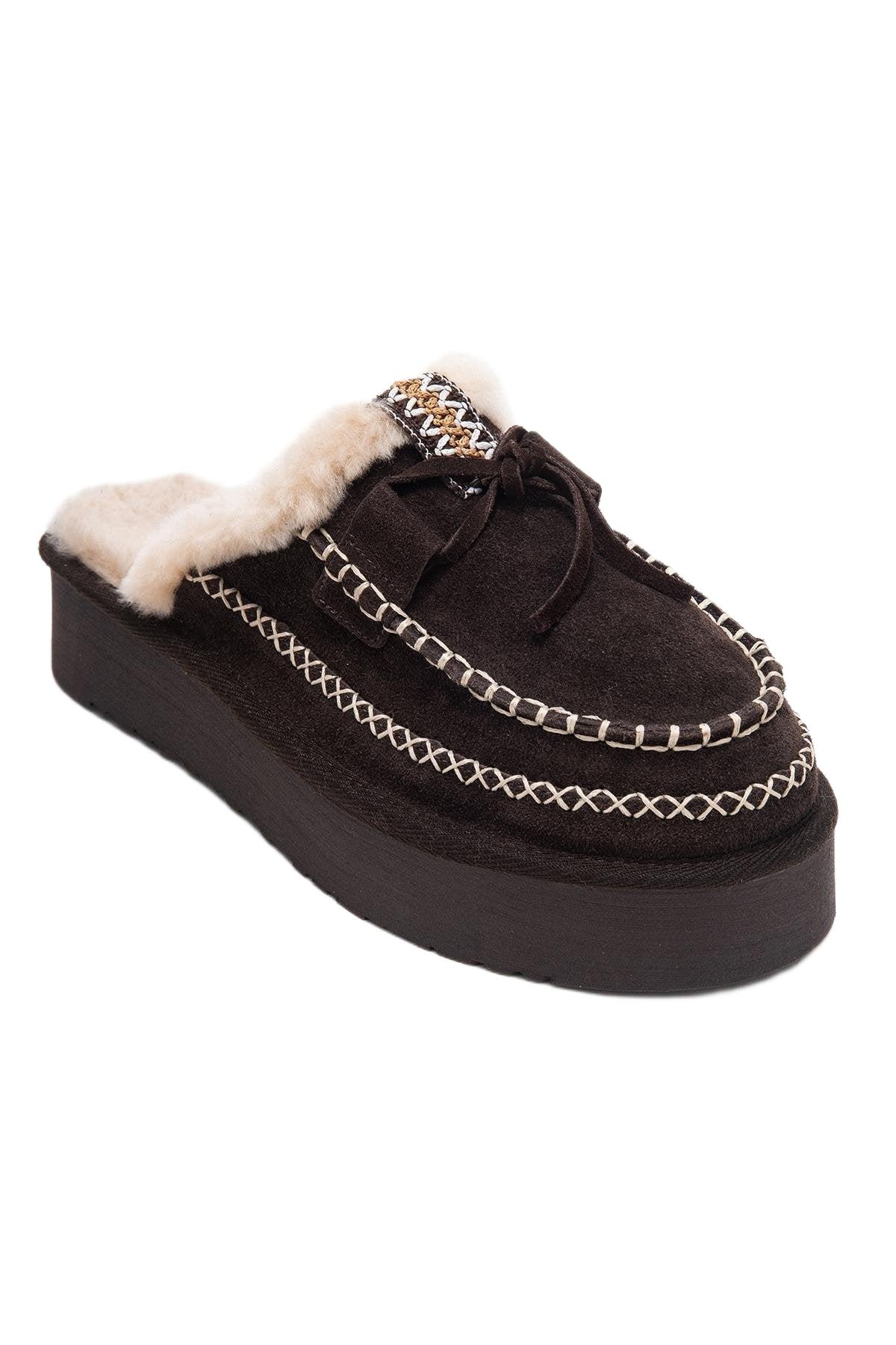 Forever & Always Shoes Women’s Yalina Leather Platform Moccasin Slippers – Brown suede leather Forever & Always Shoes Women’s Yalina Leather Platform Moccasin Slippers – Brown suede leather