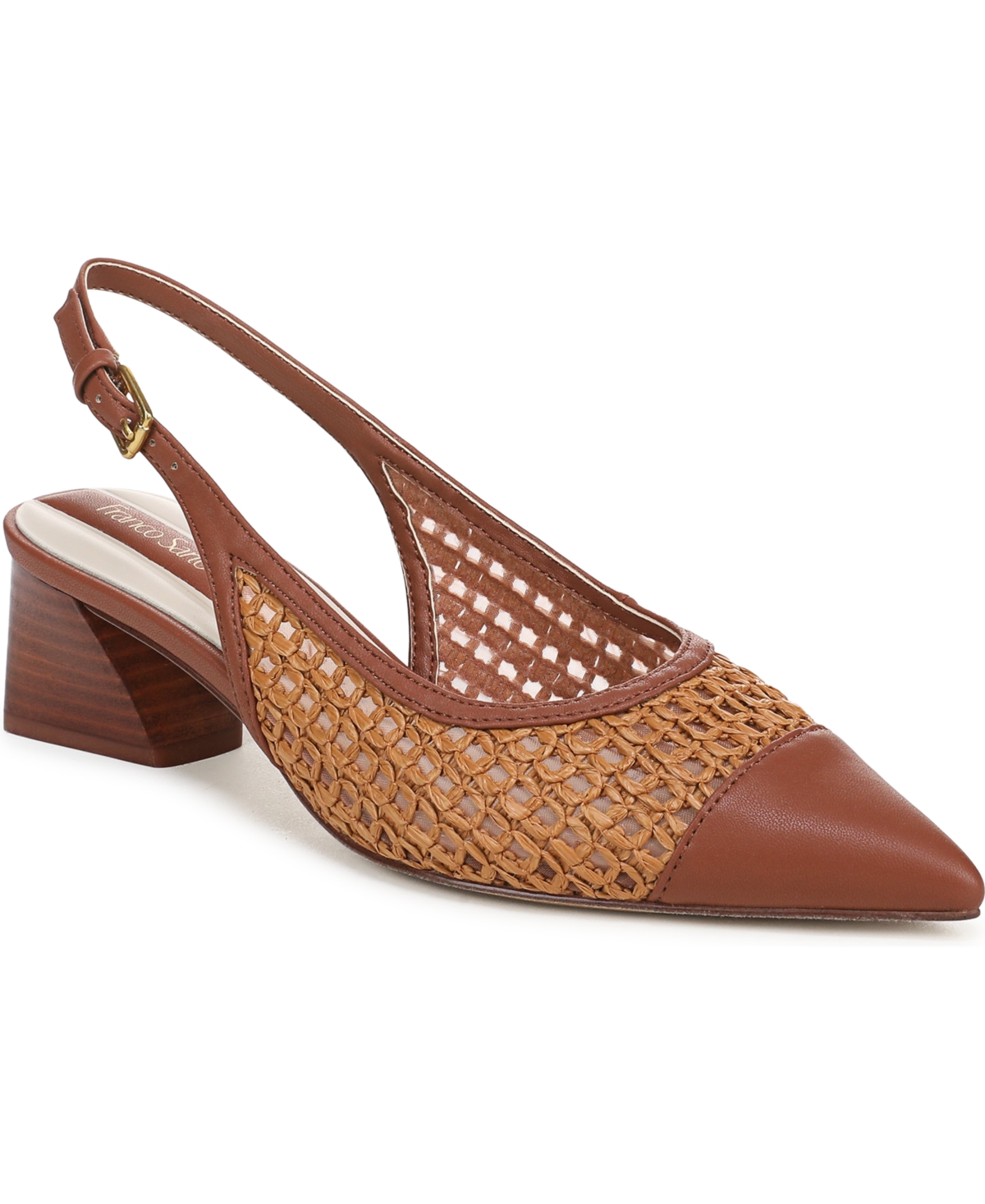 Franco Sarto Women’s Racer Pointed Toe Slingback Shoes – Brown Faux Leather
