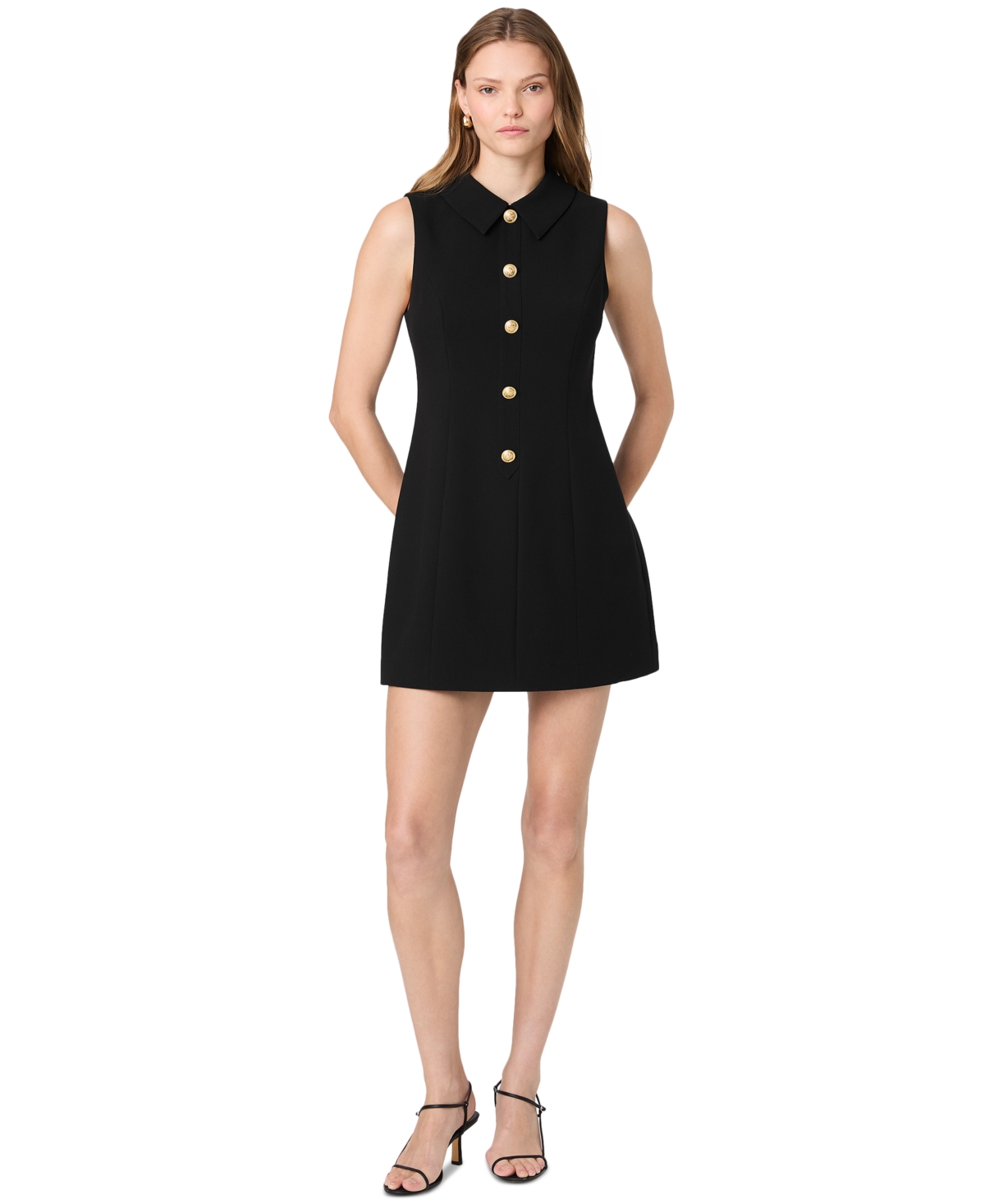 French Connection Women’s Azra Twill Collared A-Line Mini Dress – Black French Connection Women’s Azra Twill Collared A-Line Mini Dress – Black