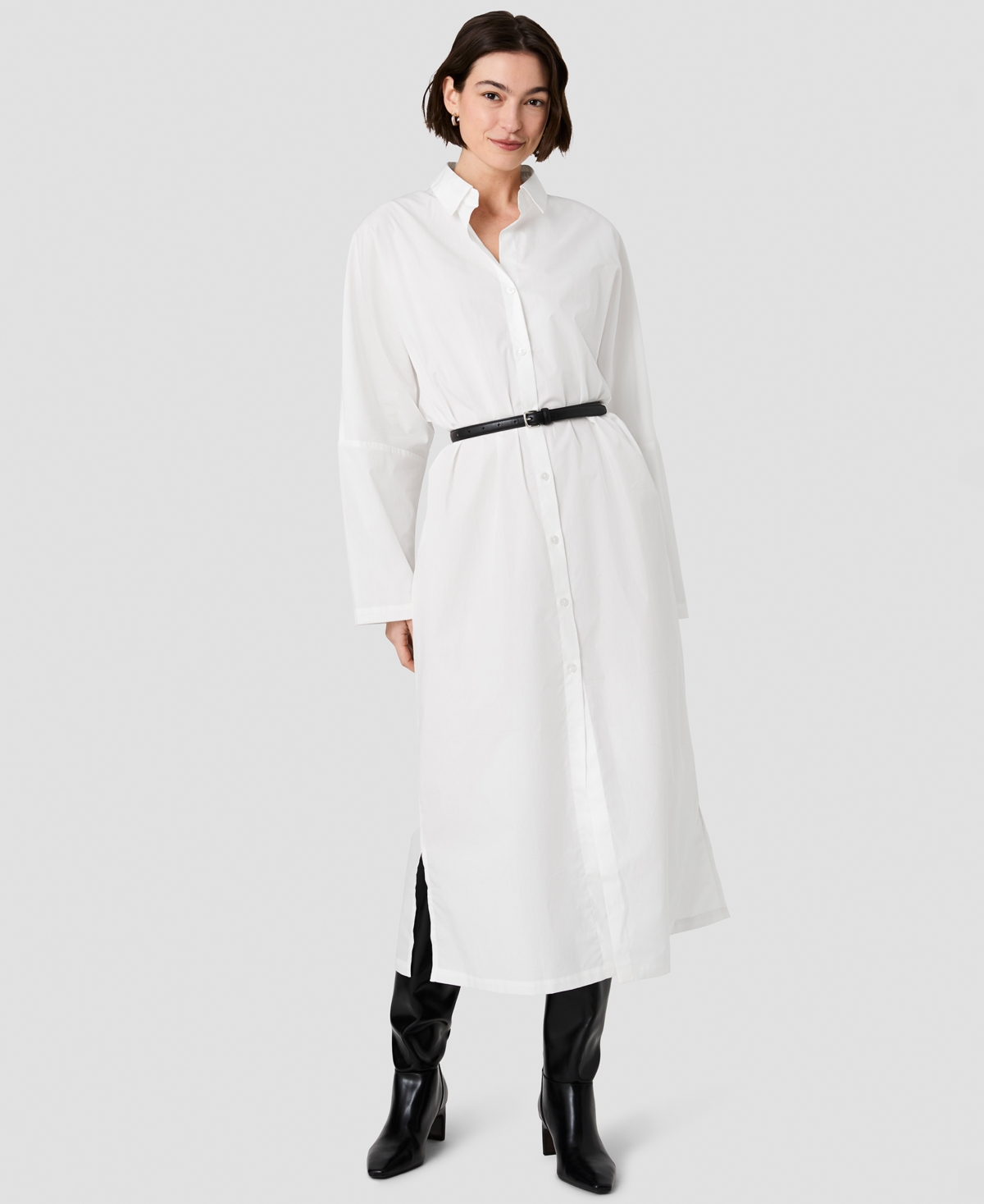 French Connection Women’s Cambria Cotton Collared Long-Sleeve Dress – Winter White French Connection Women’s Cambria Cotton Collared Long-Sleeve Dress – Winter White