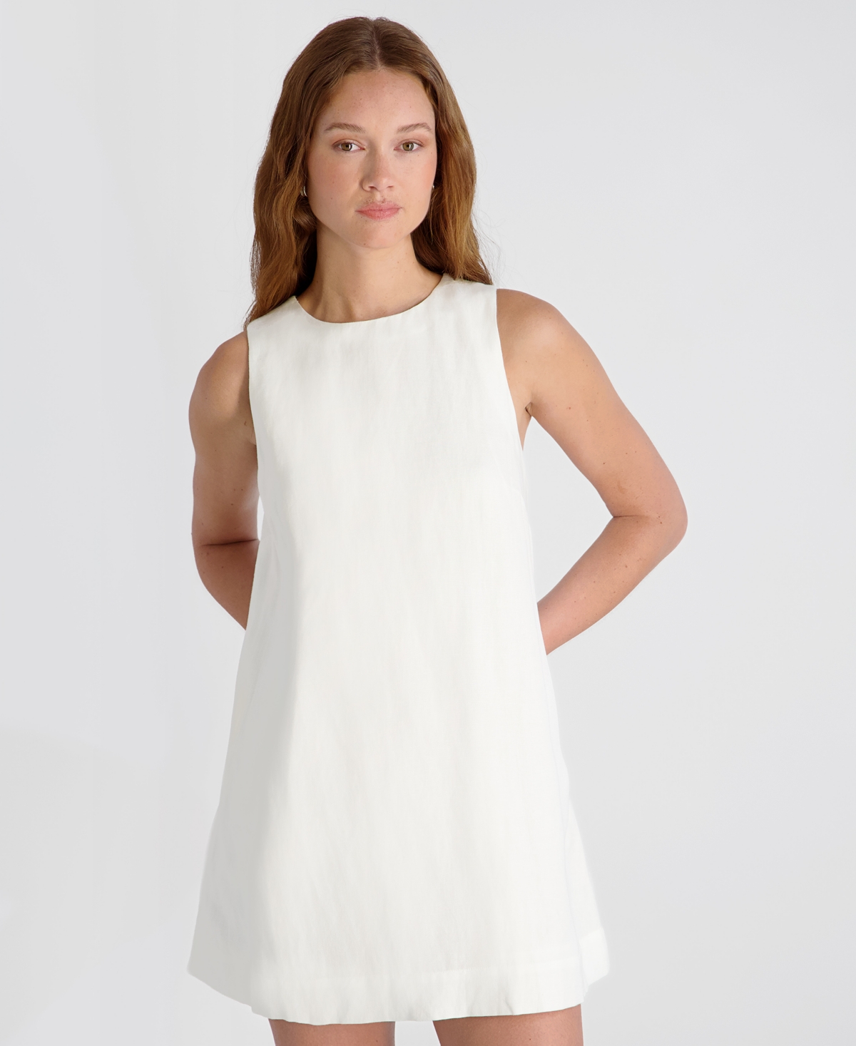 French Connection Women’s Cooper Linen Sleeveless Mini Dress – 11-Summer White