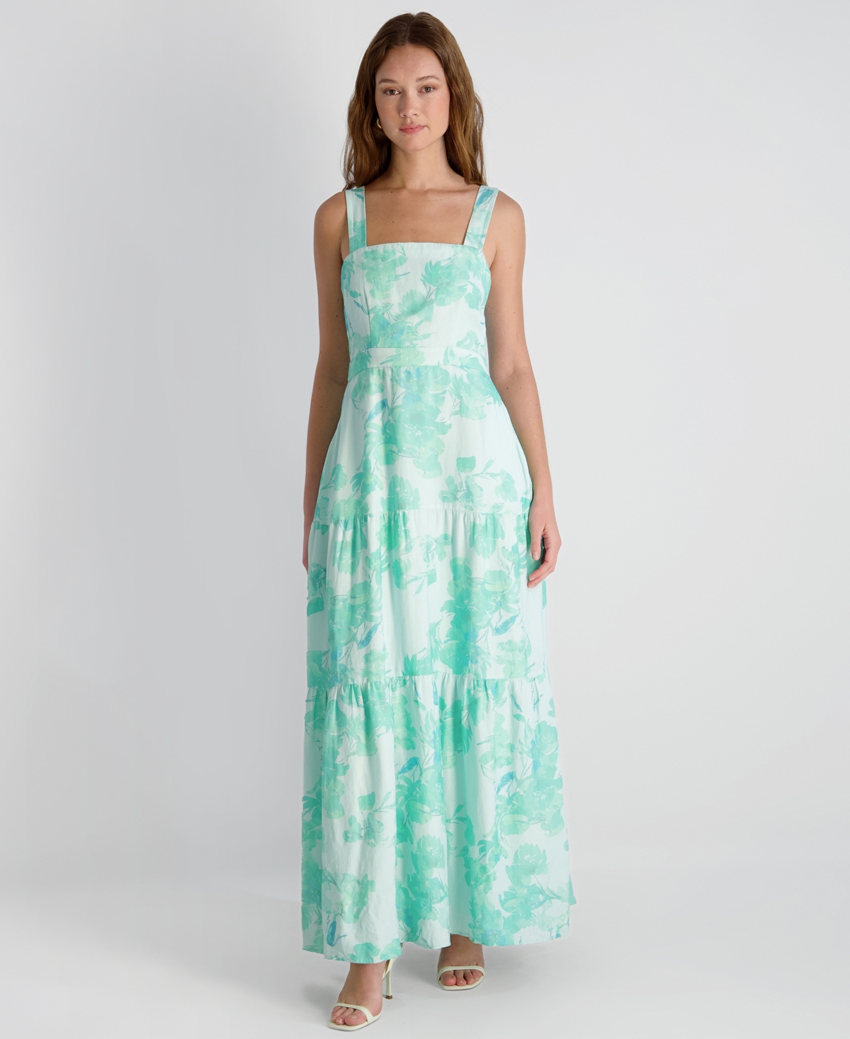 French Connection Women’s Cooper Linen Sophie Fleur Square Neck Maxi Dress – Mermaid Green French Connection Women’s Cooper Linen Sophie Fleur Square Neck Maxi Dress – Mermaid Green