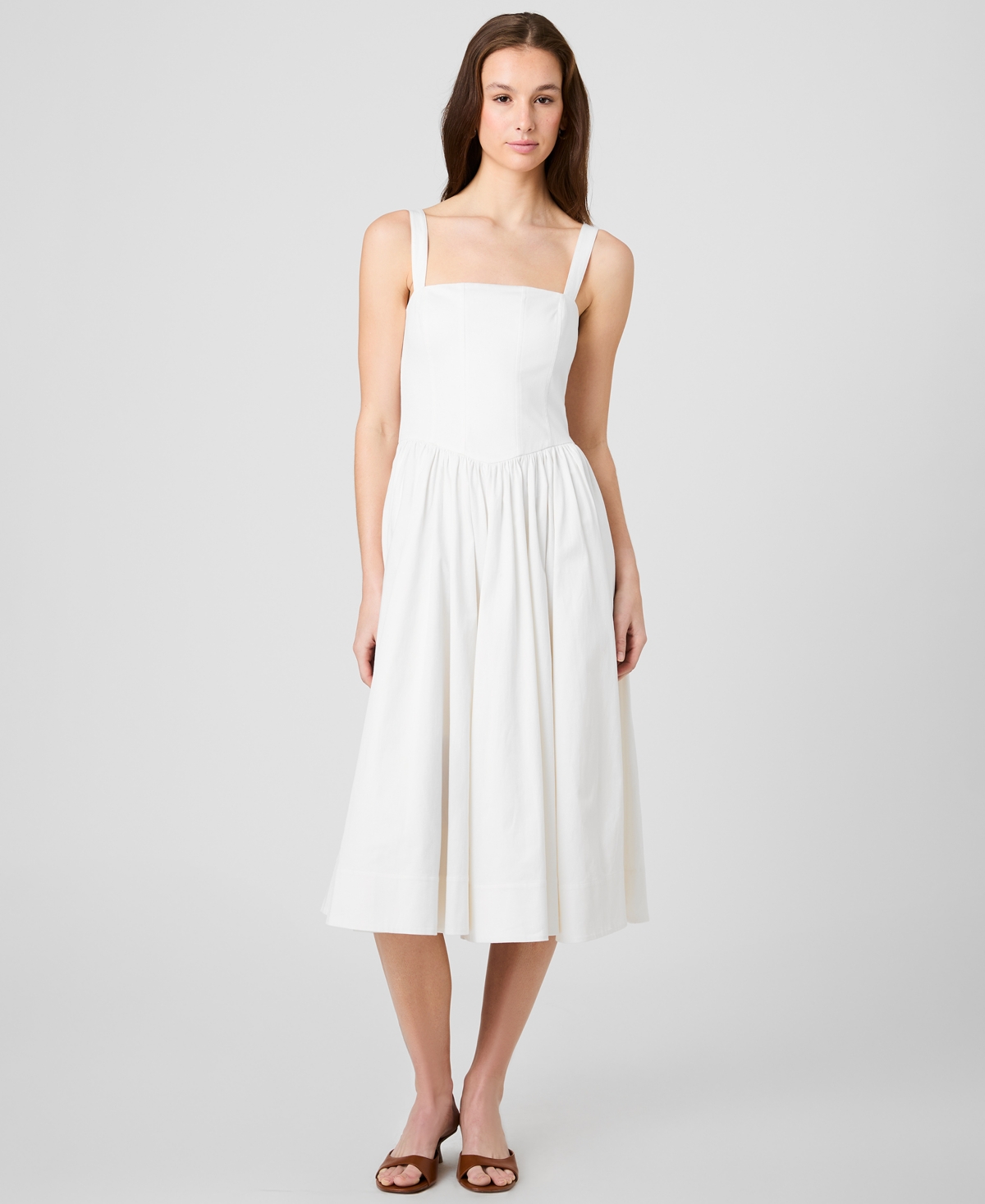 French Connection Women’s Fitted Bodice Midi Dress – Summer White French Connection Women’s Fitted Bodice Midi Dress – Summer White