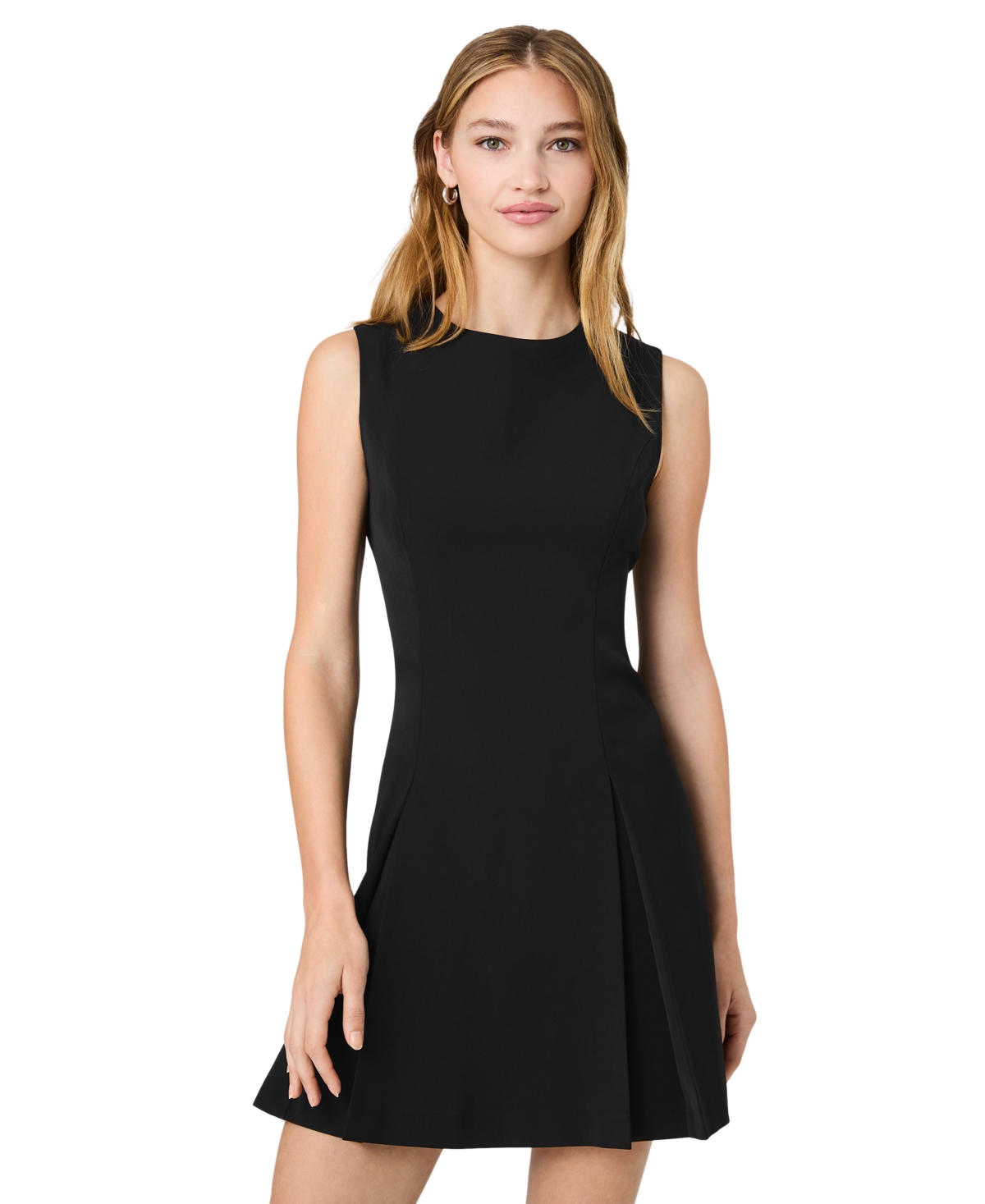 French Connection Women’s Harry Sleeveless Inverted Pleat Mini Dress – Black
