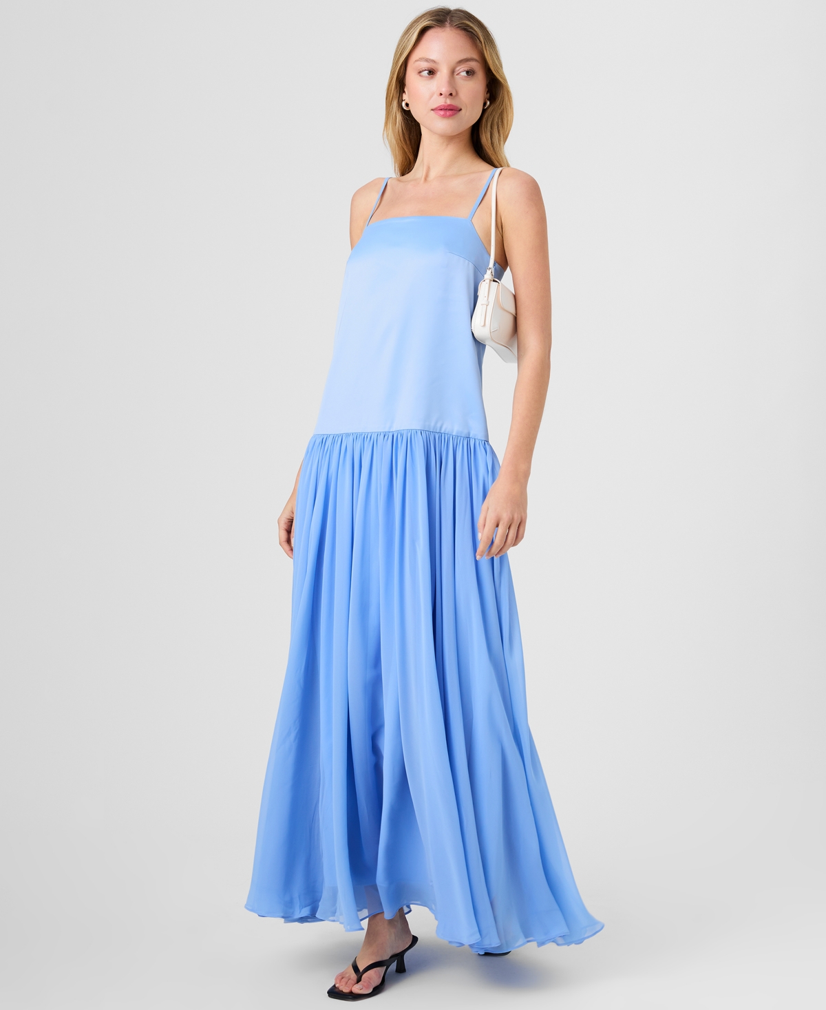 French Connection Women’s Marina Silky Square Neck Maxi Dress – Blue Hydrangea French Connection Women’s Marina Silky Square Neck Maxi Dress – Blue Hydrangea