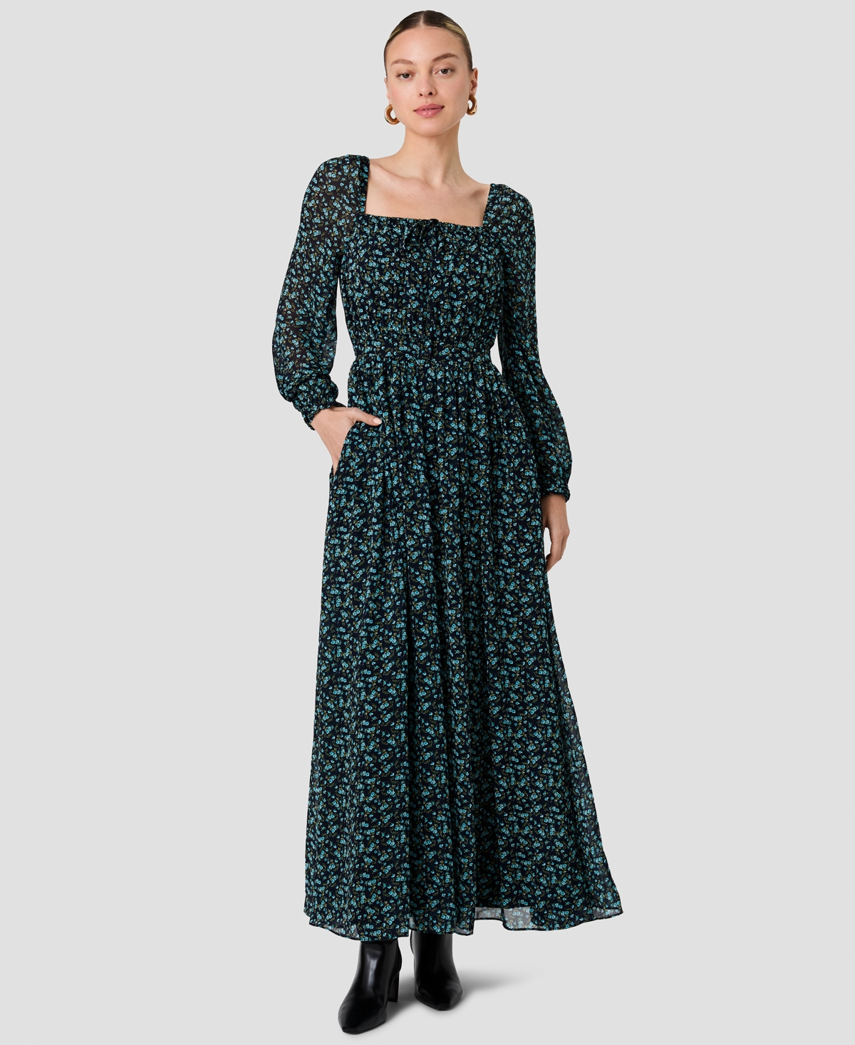 French Connection Women’s Marina Square Neck Long-Sleeve Maxi Dress – Black/deep Teal Lucia Fleur Multi French Connection Women’s Marina Square Neck Long-Sleeve Maxi Dress – Black/deep Teal Lucia Fleur Multi