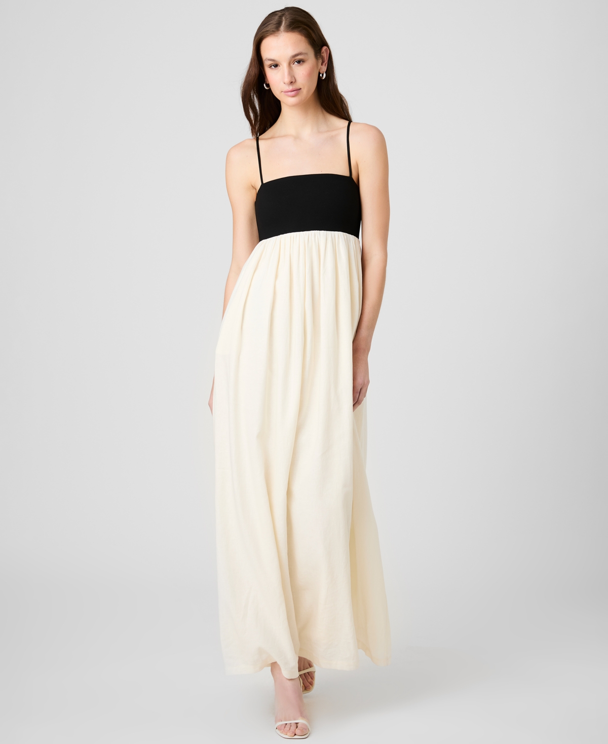 French Connection Women’s Phoebe Alicia Sleeveless Maxi Dress – Black-Porcelain Cream