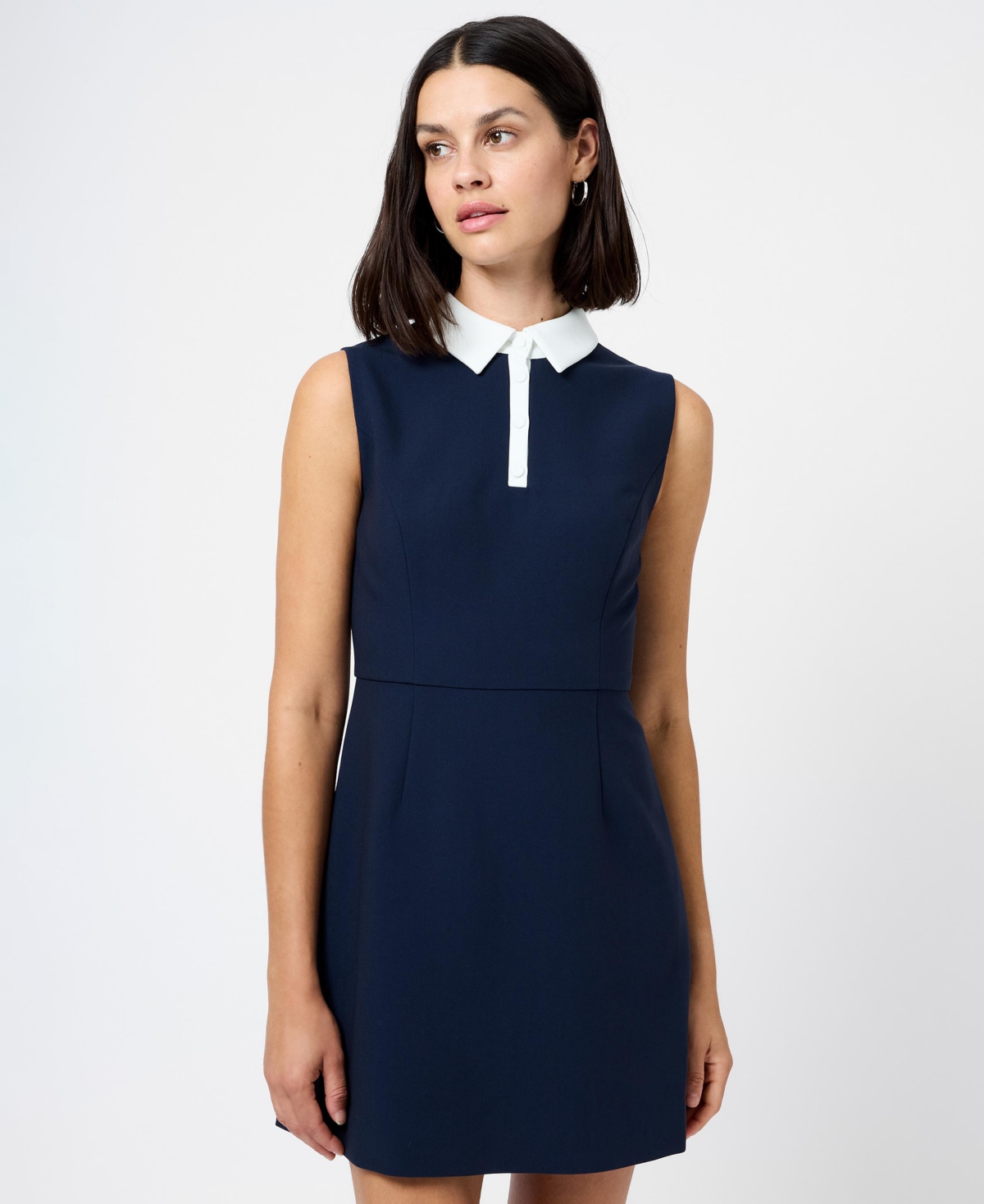 French Connection Women’s Sleeveless Collared Mini Dress – Marine/Summer White French Connection Women’s Sleeveless Collared Mini Dress – Marine/Summer White