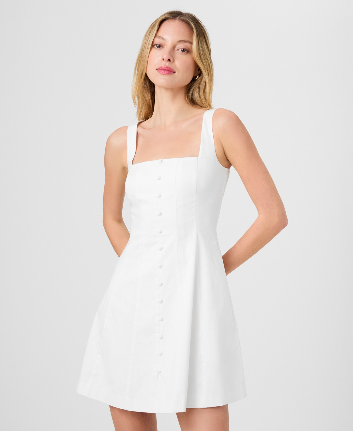French Connection Women’s Sleeveless Square Neck Mini Dress – Summer White French Connection Women’s Sleeveless Square Neck Mini Dress – Summer White