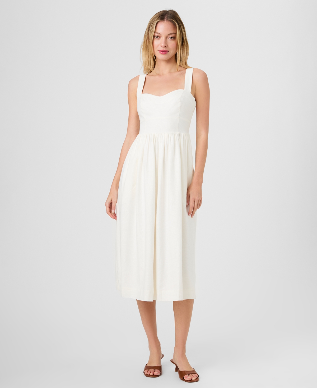 French Connection Women’s Sleeveless Sweetheart Neck Dress – Summer White