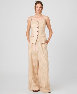 French Connection Womens Sleeveless Tailored Top Striped Drawstring Pants French Connection Womens Sleeveless Tailored Top Striped Drawstring Pants