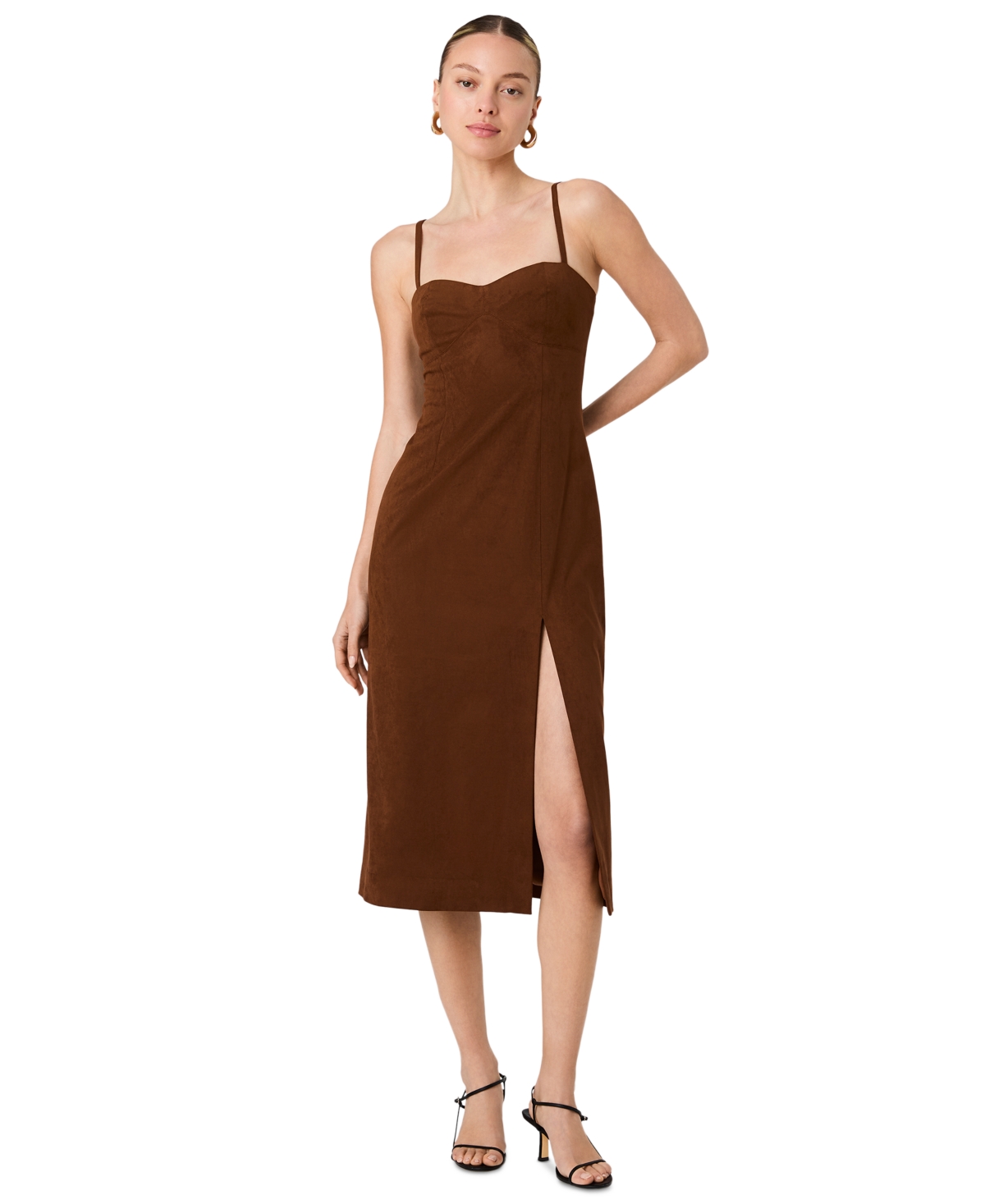 French Connection Women’s Sonja Sweetheart Neck Sleeveless Midi Dress – Chestnut Brown French Connection Women’s Sonja Sweetheart Neck Sleeveless Midi Dress – Chestnut Brown