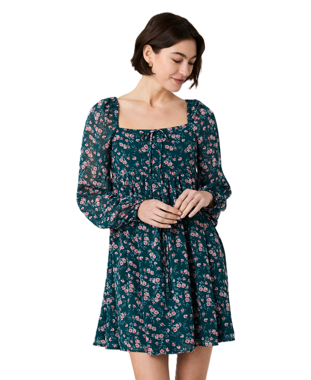 French Connection Women’s Square Neck Fitted Bodice Flare Mini Dress – Blue/multi French Connection Women’s Square Neck Fitted Bodice Flare Mini Dress – Blue/multi